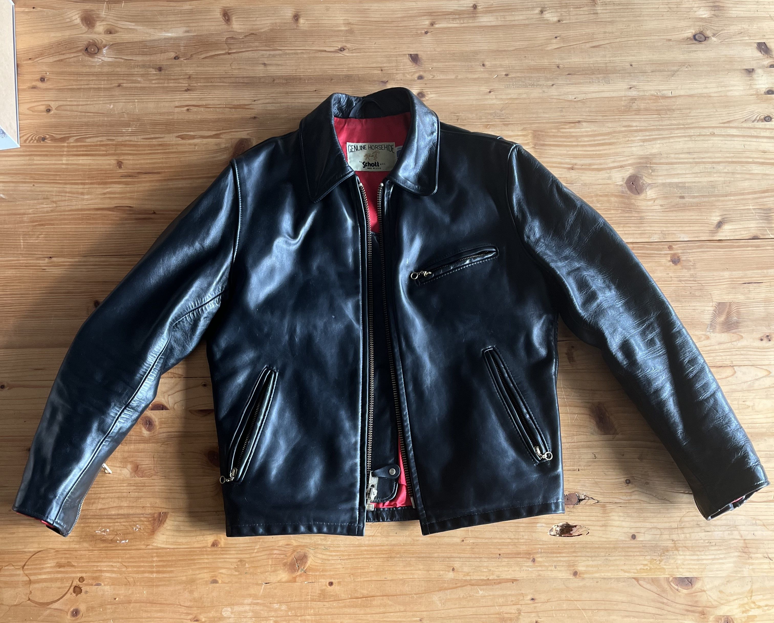 Image of Schott Nyc 689H Horsehide Limited Edition Mr. Porter in Black, Men's (Size Small)