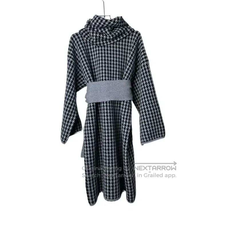 Hermes Hermes Gray houndstooth crewneck long-sleeve wool-knit dre Size XXS / US 00 / IT 34 - 2 Thumbnail