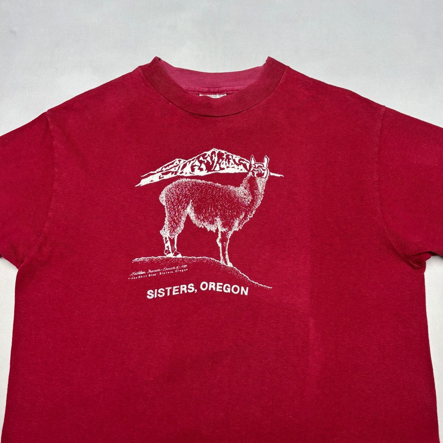Hanes × Vintage Vintage 80s Sisters Oregon Llama Single Stitch Shirt Large Size US L / EU 52-54 / 3 - 2 Thumbnail