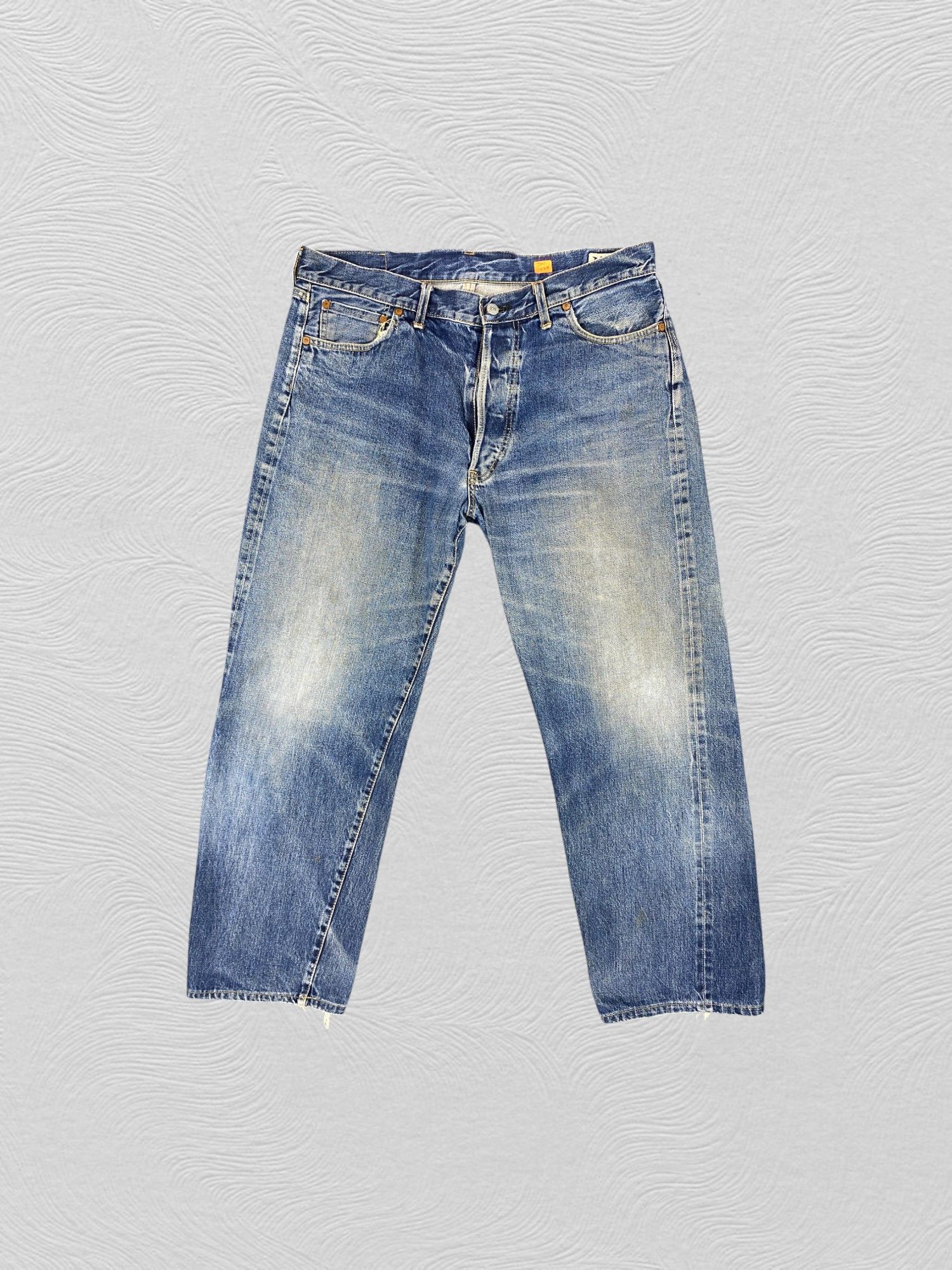 Japanese Brand Redline Distressed Blue Vintage Bartack 36x28.5 Denim JN1338 Size US 36 / EU 52 - 1 Thumbnail