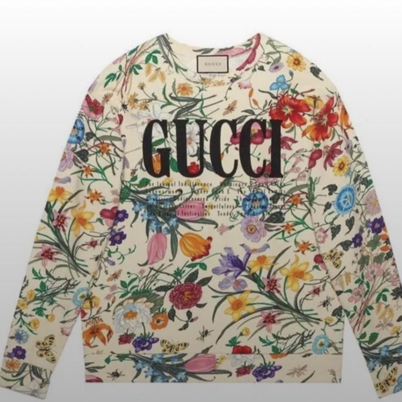 image of Gucci Floral Sweatshirt in White, Women's (Size XS)