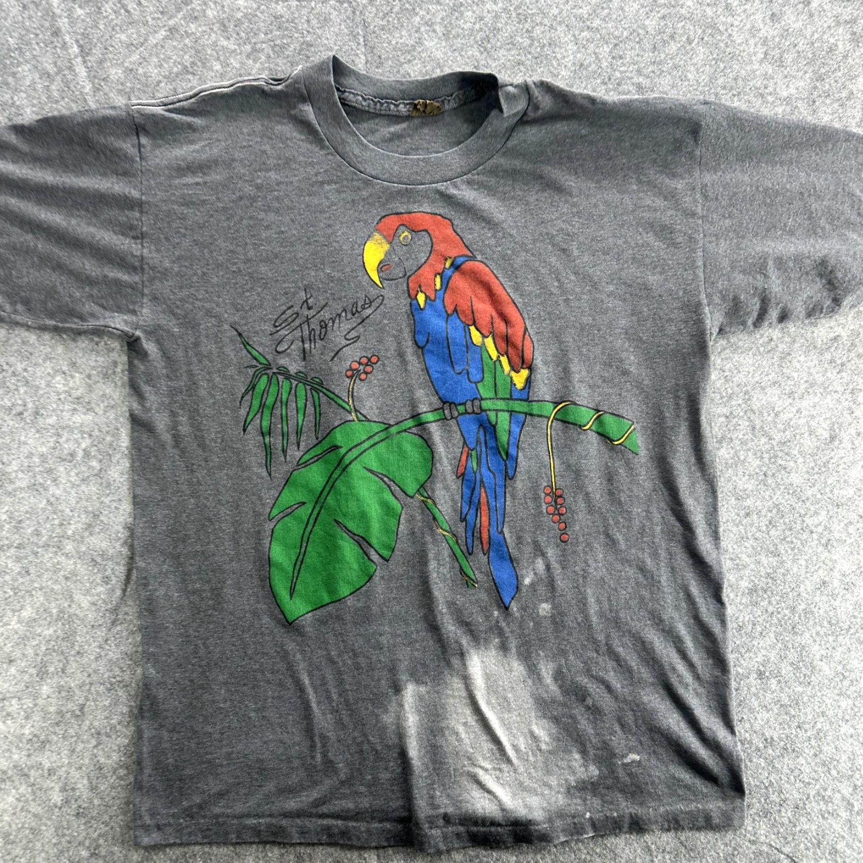 Vintage VINTAGE St Thomas Parrot Graphic T-Shirt Men XL Gray 90s Tropical Bird Souvenir Size US XL / EU 56 / 4 - 2 Thumbnail
