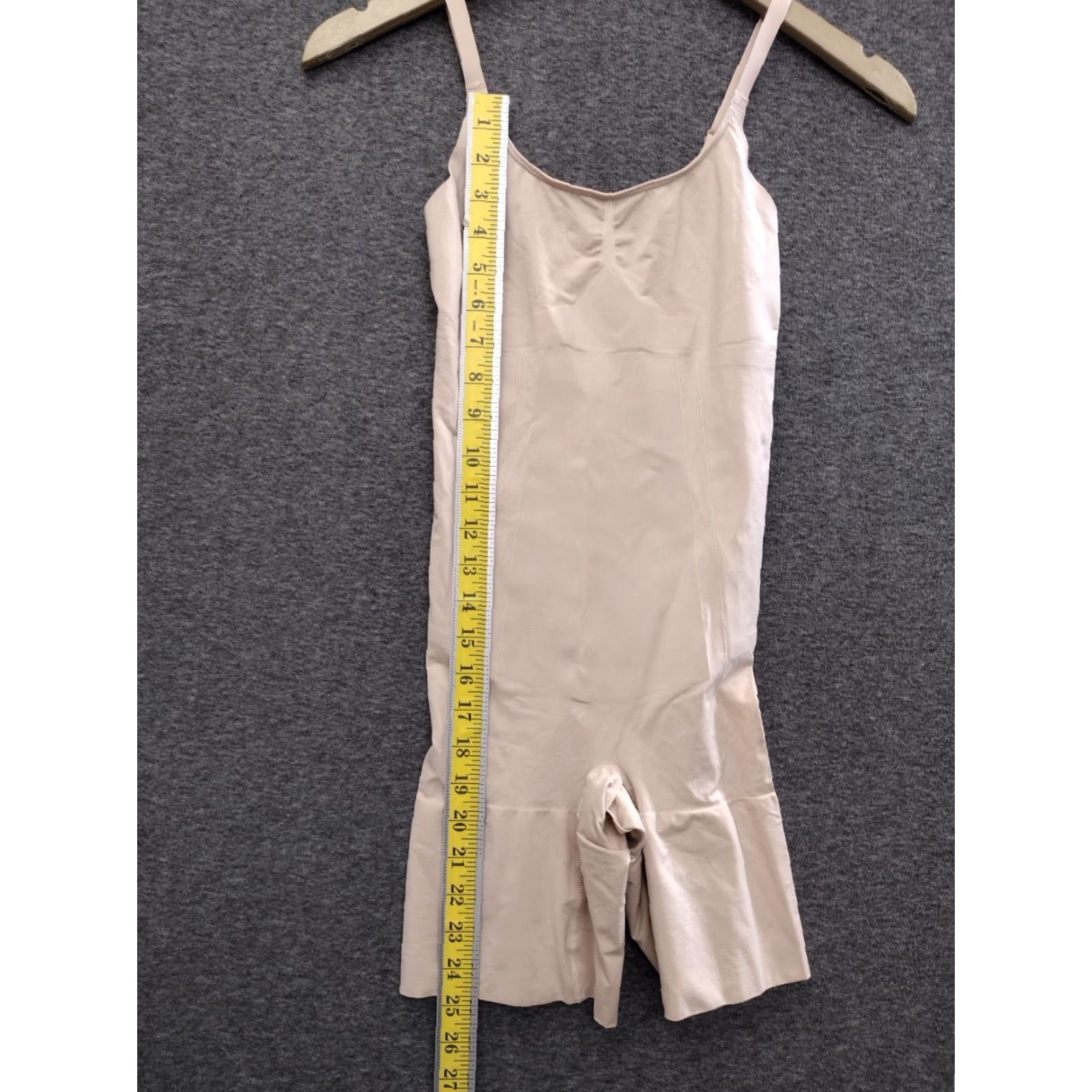 Vintage Maternity Bodysuit Shapewear Women's Beige S Open Gusset Mid Thigh - Nylon Spandex, Lightweight, Opaque, Solid, Strap Accent, One Size - Made in China Size S / US 4 / IT 40 - 4 Thumbnail
