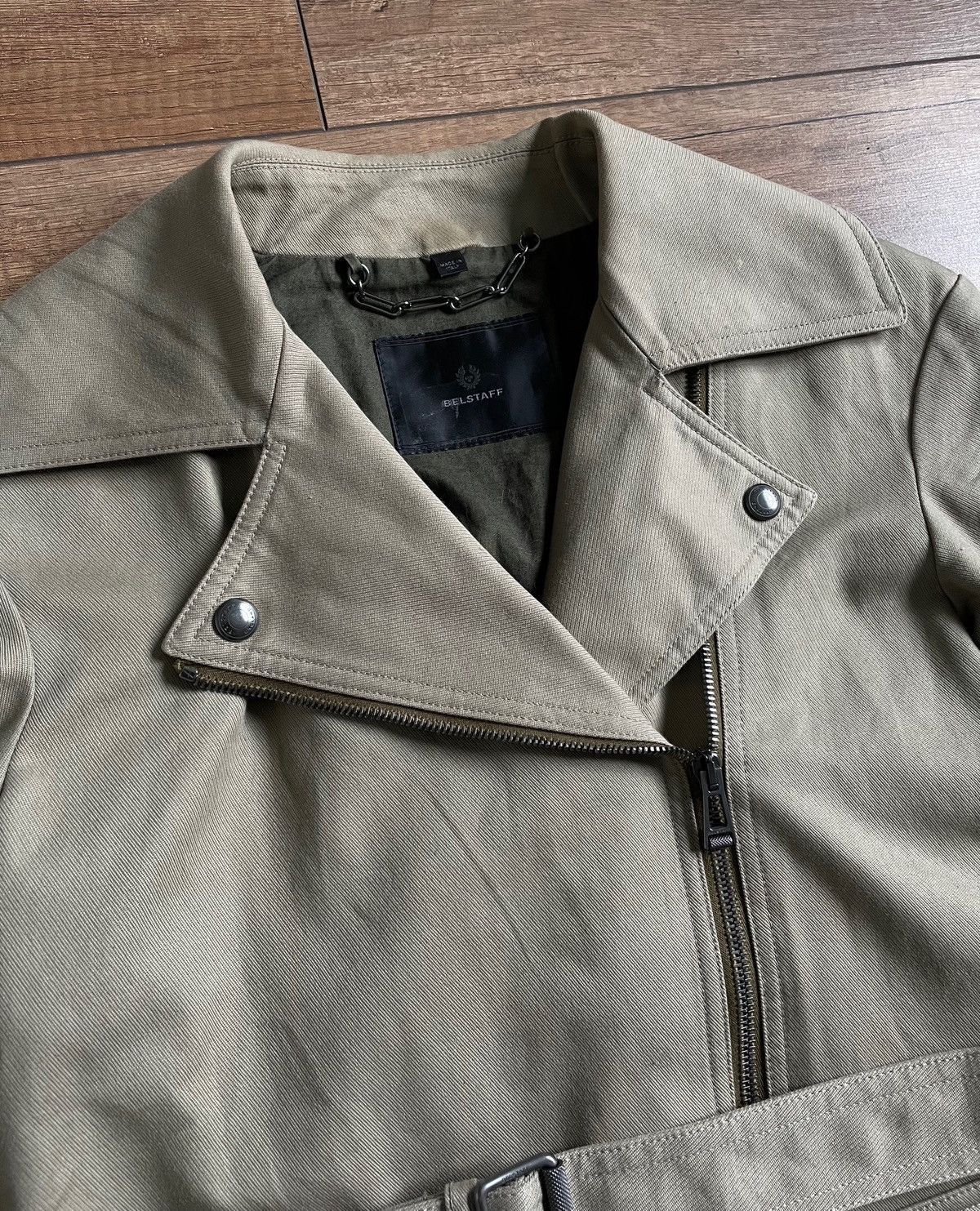 Belstaff Belstaff Women's Olive Asymmetric Biker Cotton Jacket Size S / US 4 / IT 40 - 8 Thumbnail