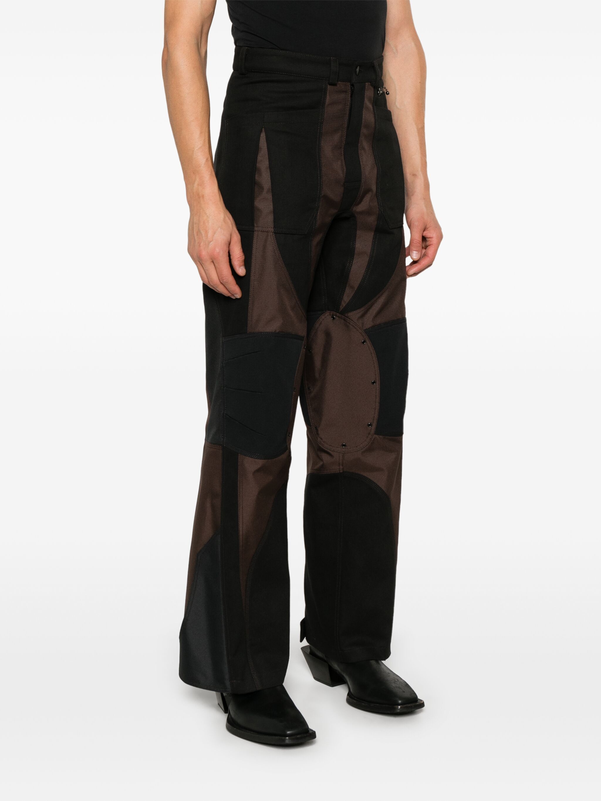 Mugler o1s22i1n1124 Patchwork Cargo Pant in Black & Brown Size US 30 / EU 46 - 3 Thumbnail