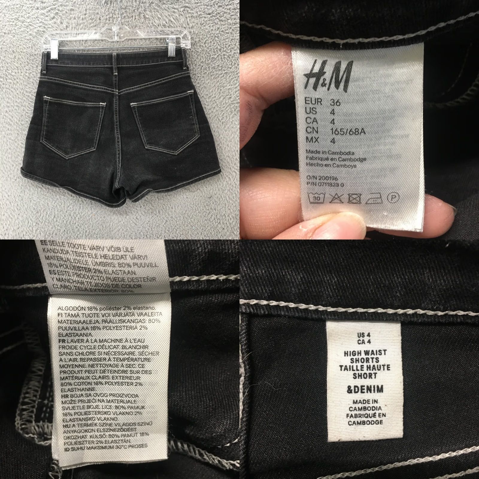 H&M H&M High Waist Mom Shorts Womens 4 Black Hi-Rise Zip Fly Button Casual Denim 27x2.5 Adult Womens Baggy? (No) Size 27" / US 4 / IT 40 - 8 Thumbnail