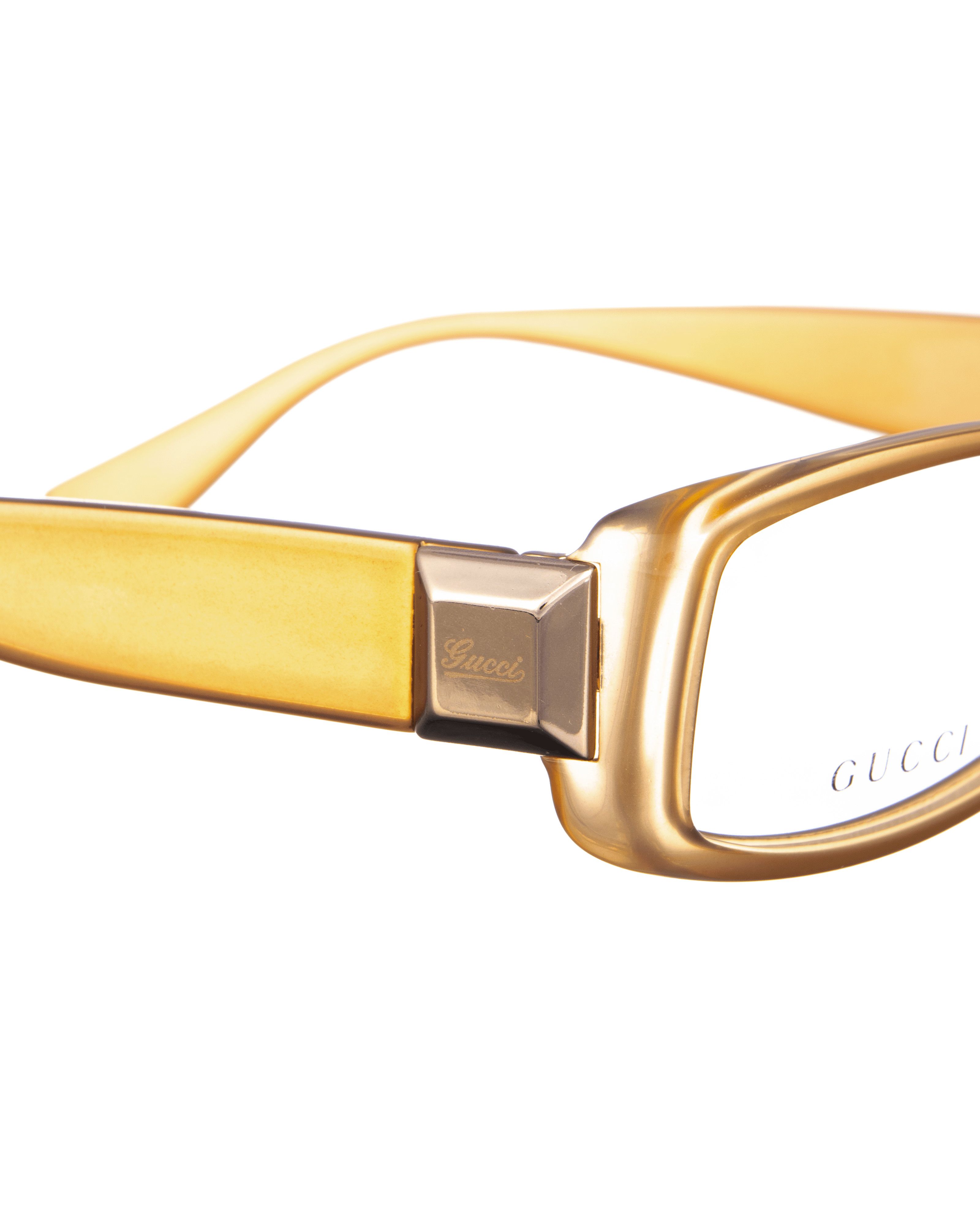 Gucci Gucci 00s Golden Brown Transparent Glasses with Gold Studs Size ONE SIZE - 3 Thumbnail