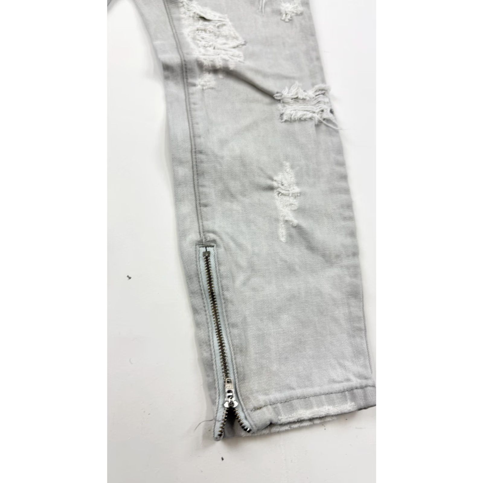 Vintage One Teaspoon Jeans Womens 28 Gray Distressed Trashed Free Birds Ankle Zip Skinny Size 28" / US 6 / IT 42 - 3 Thumbnail