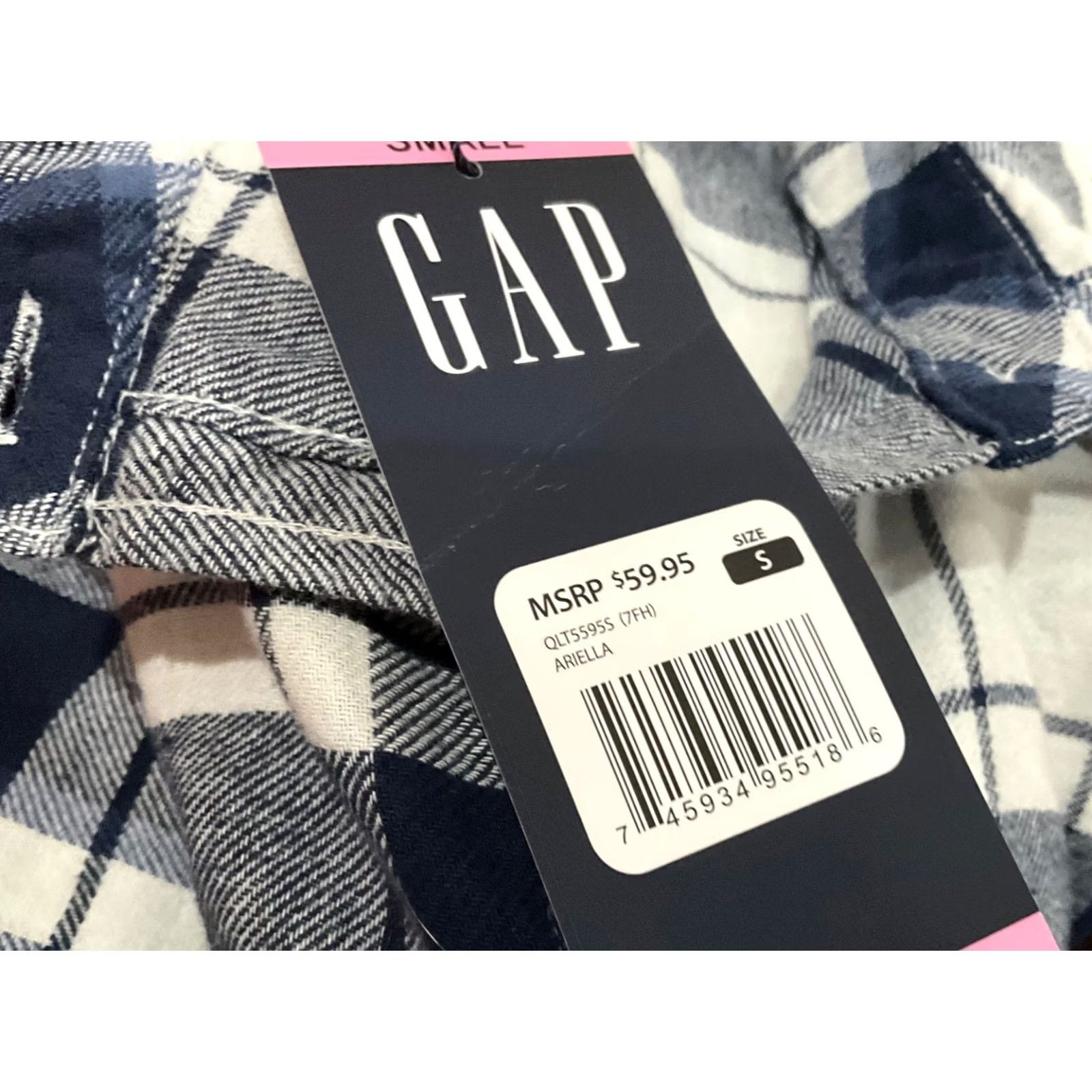 Gap GAP WOMENS FLANNEL SHIRT SMALL BLUE BUTTON-UP Pockets Casual Basic 100% Cotton Size S / US 4 / IT 40 - 8 Thumbnail