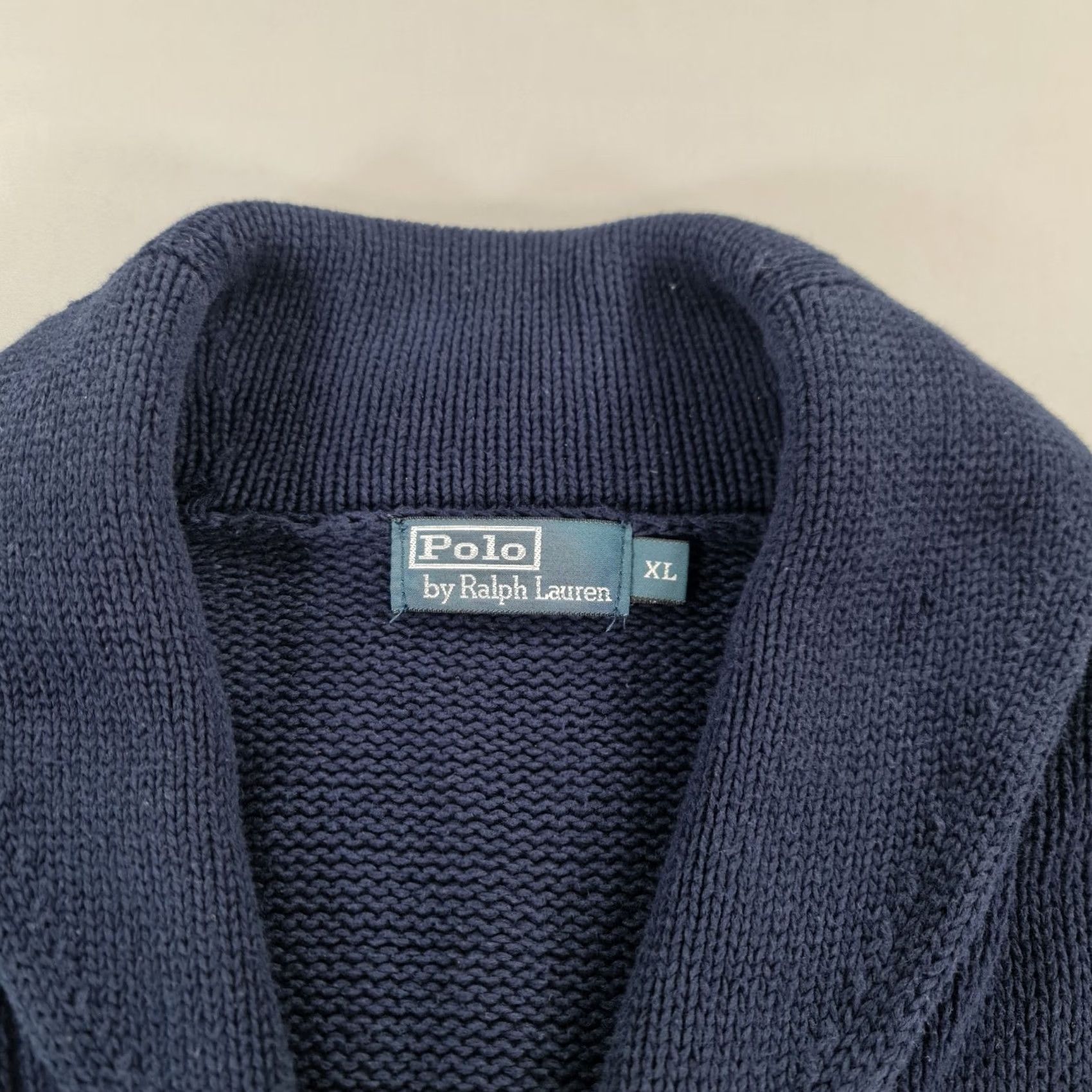 Polo Ralph Lauren Polo Ralph Lauren Cardigan Mens Navy Blue XL Shawl Neck Heavyweight Cotton Jumper Pockets Size US XL / EU 56 / 4 - 3 Thumbnail
