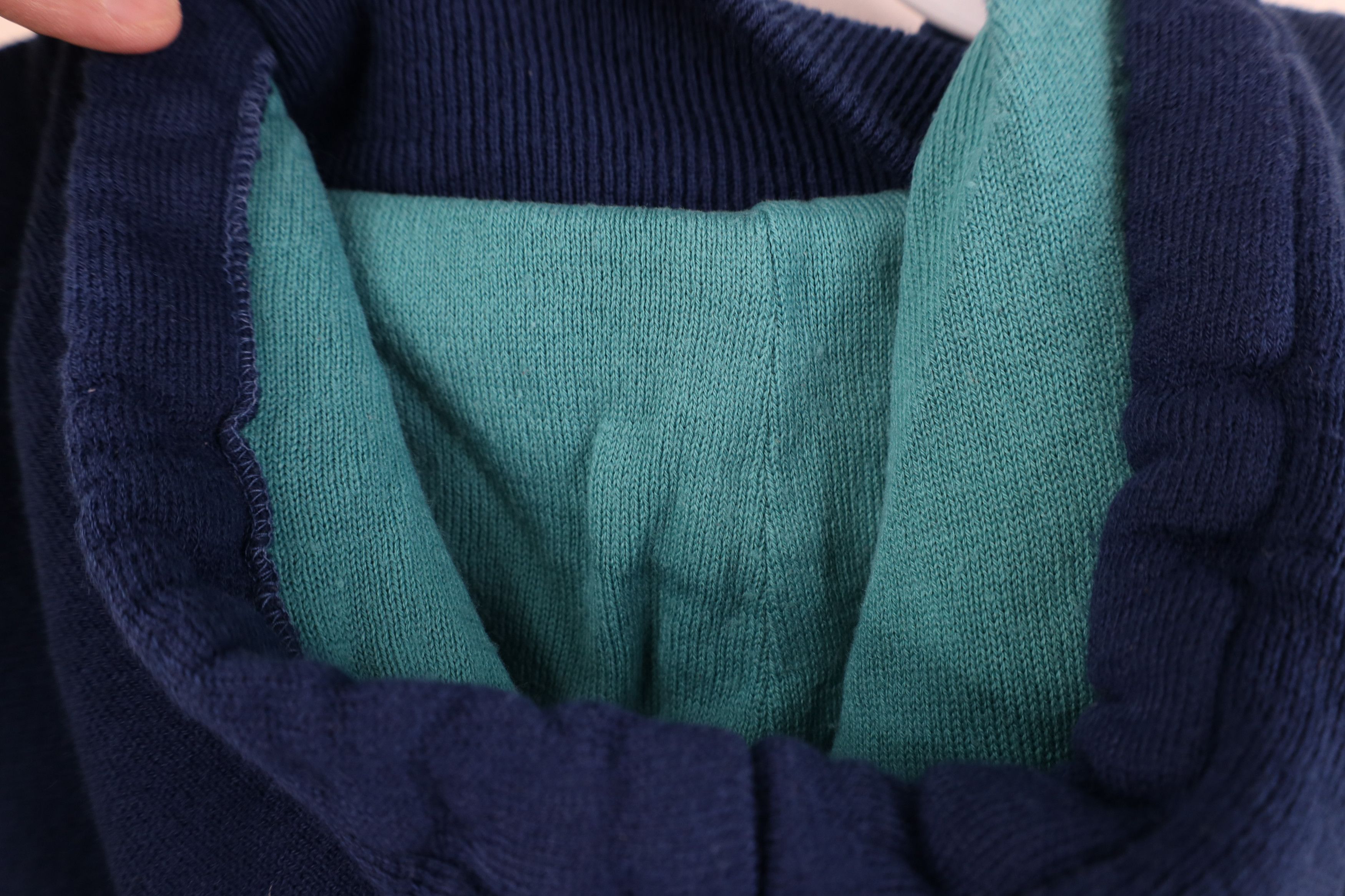 Vintage Vintage 70s Streetwear Hood Knit Hoodie Sweater Blue USA Size US L / EU 52-54 / 3 - 11 Thumbnail