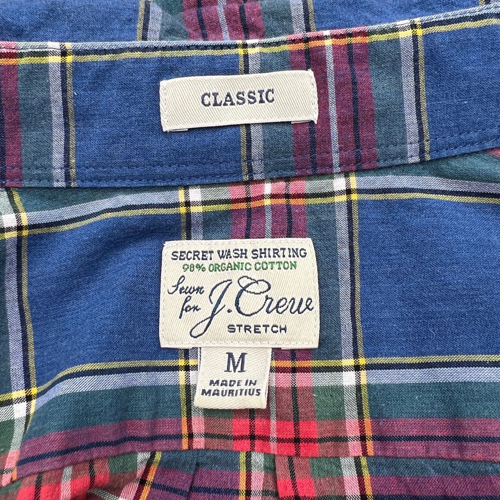 J.Crew J. Crew Stretch Secret Wash Shirt Organic Cotton Plaid Blue Size US M / EU 48-50 / 2 - 3 Thumbnail