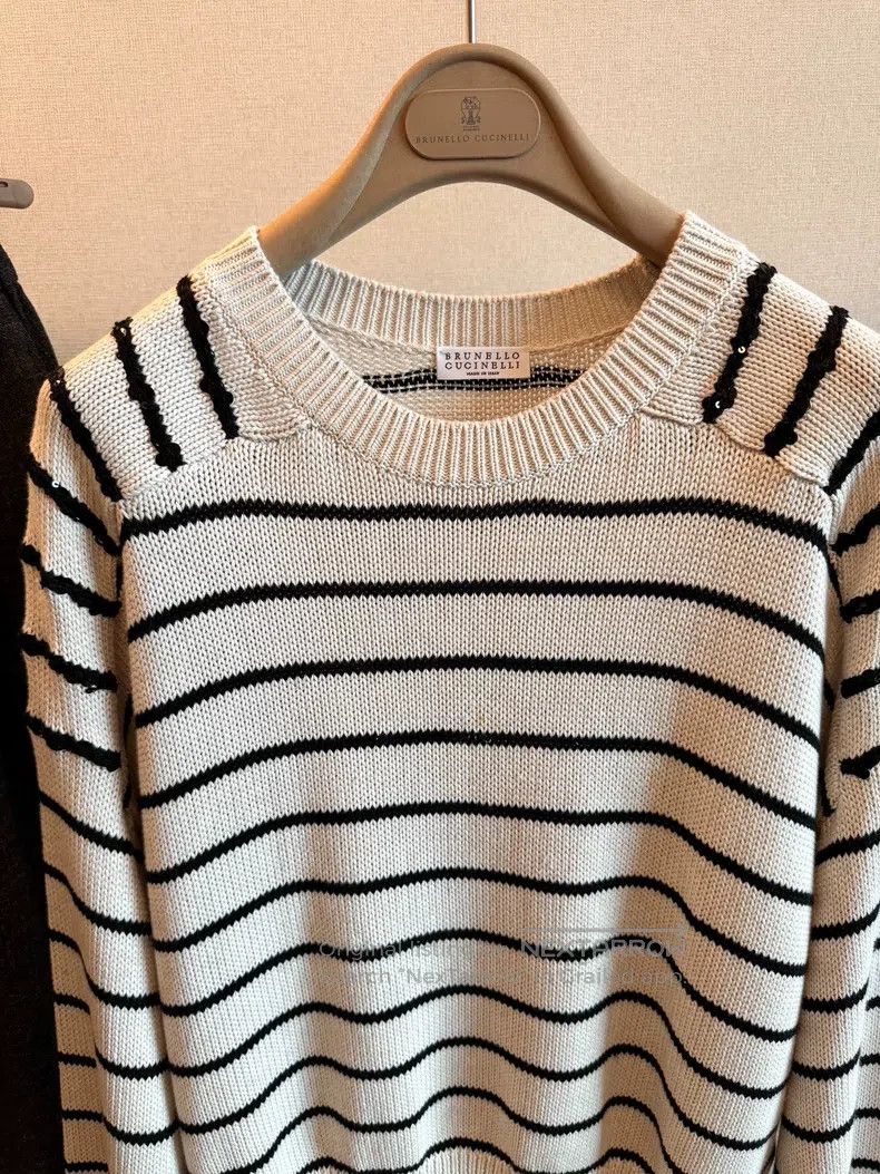 Other Brunello Cucinelli Striped Cotton Knit Sequin Sweater Size S / US 4 / IT 40 - 2 Thumbnail