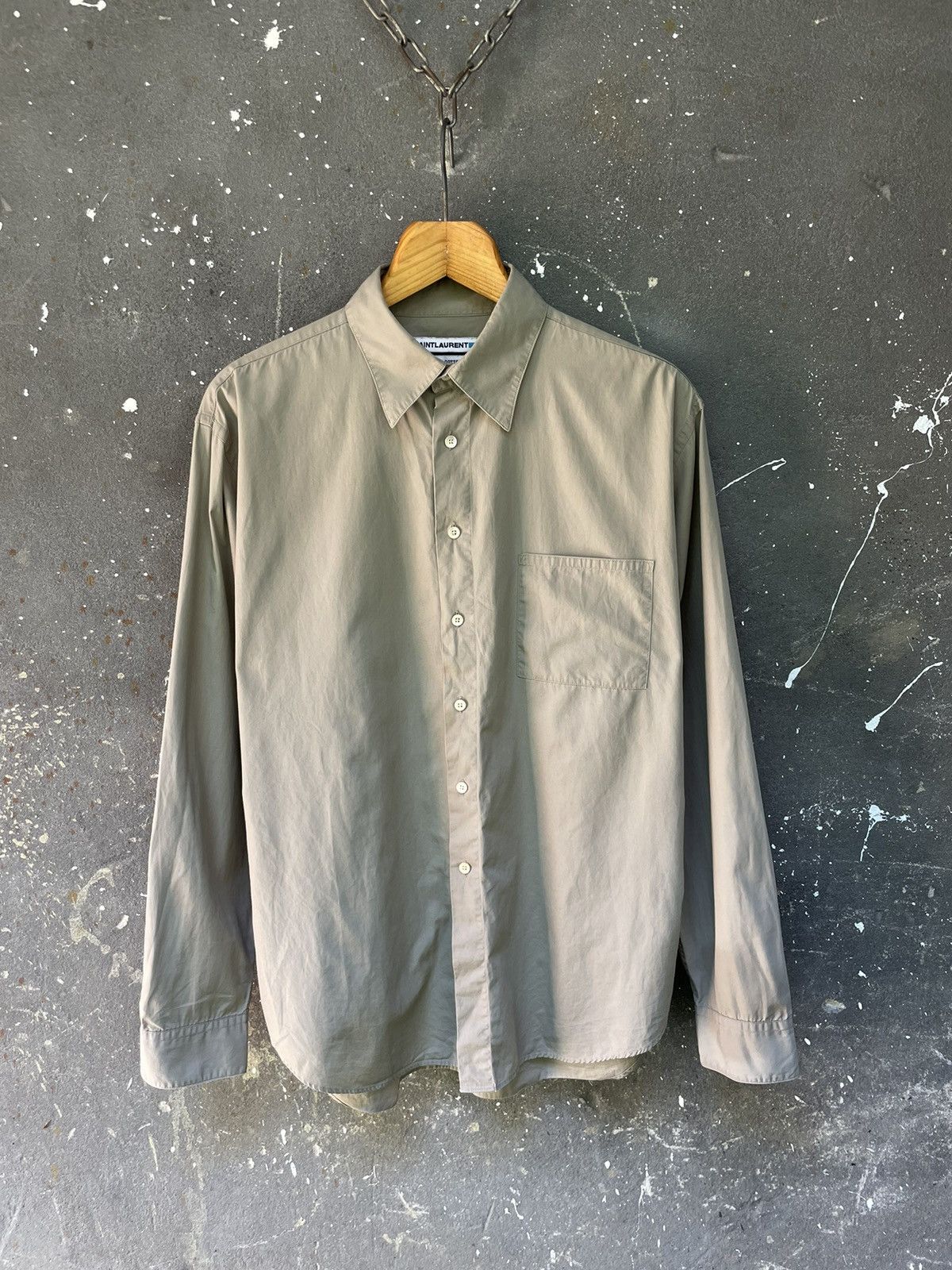 Saint Laurent Paris Saint Laurent Jeans Shirt Button Up Beige YVES RARE Size US XL / EU 56 / 4 - 1 Thumbnail