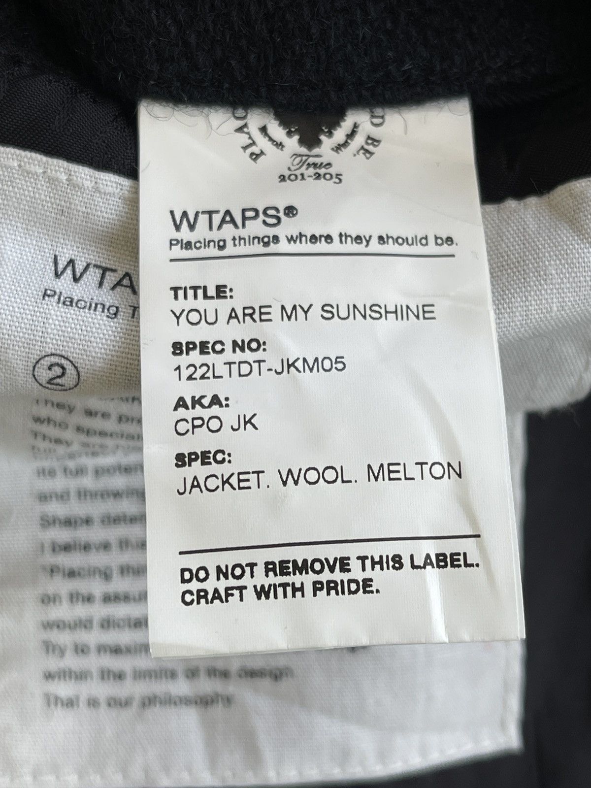 Wtaps WTAPS CPO JK Wool Melton Jacket (size 2) Size US S / EU 44-46 / 1 - 8 Thumbnail