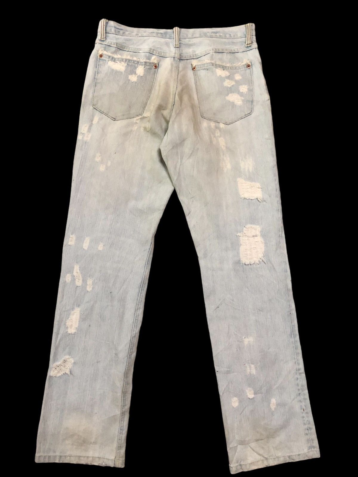 Japanese Brand Exhibitionist Stone Wash Distressed Denim Pants Size US 31 - 2 Thumbnail