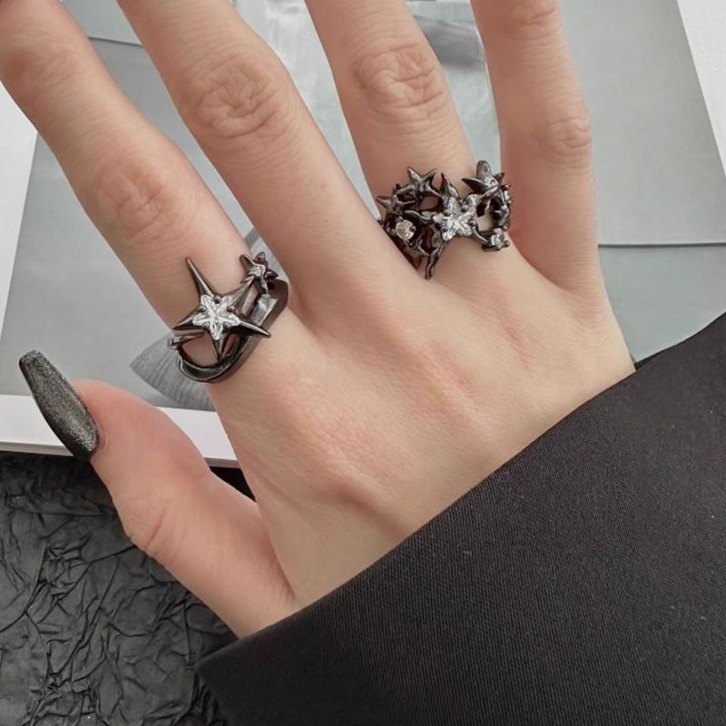 Jewelry Star Hip-hop Jewelry Rings Open Size Chrome Ring (Size 7-13) Size ONE SIZE - 6 Thumbnail