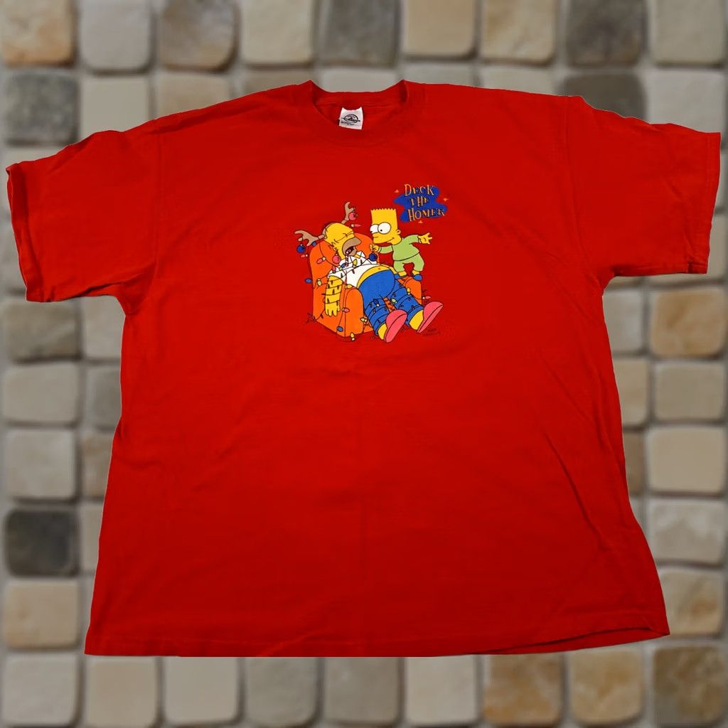 Delta Delta Simpsons Christmas Tee T-Shirt 2XL Red Mens Short Sleeve Christmas Theme 2XL Red Size US XXL / EU 58 / 5 - 1 Thumbnail