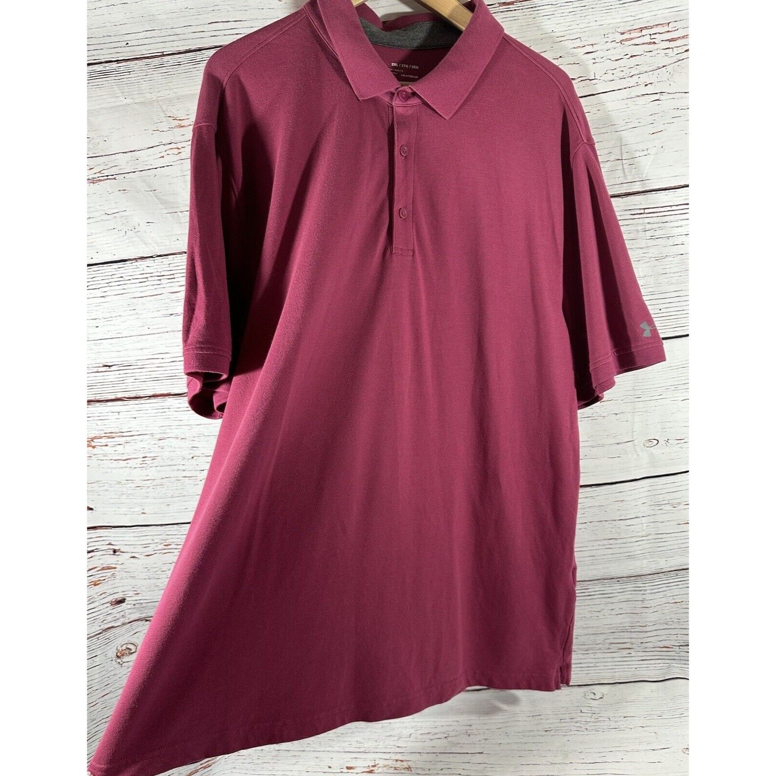 Under Armour Under Armour Heat Gear Polo Shirt Mens 2XL Wine Color Preppy Size US XXL / EU 58 / 5 - 4 Thumbnail