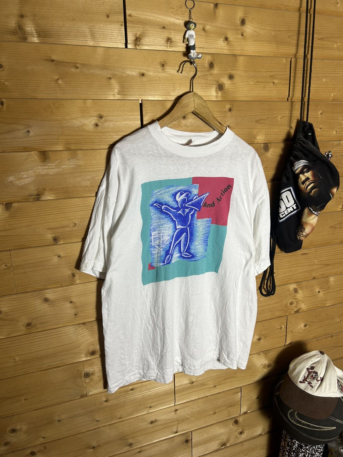Vintage Vintage 90s And Action t shirt Size US XL / EU 56 / 4 - 2 Thumbnail