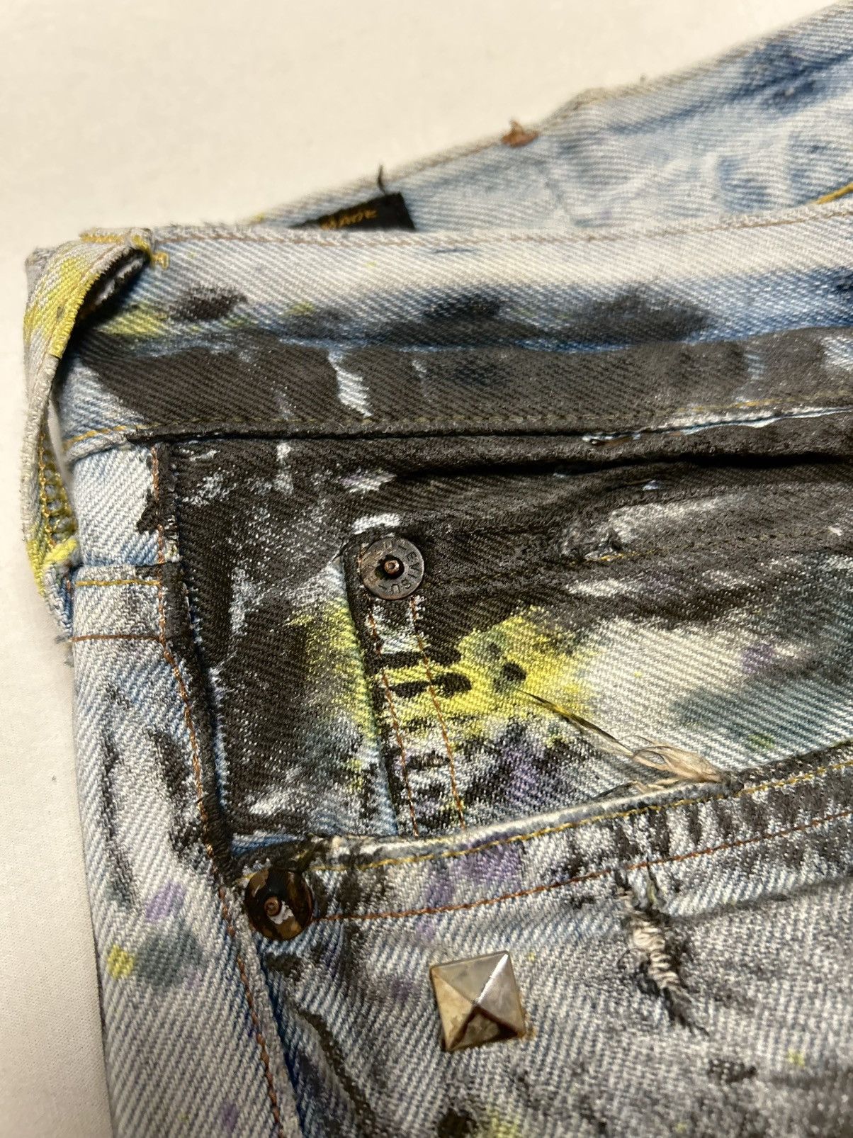 Evisu 2012 No.3 Painted Flare Denim Reworked Size US 32 / EU 48 - 8 Thumbnail