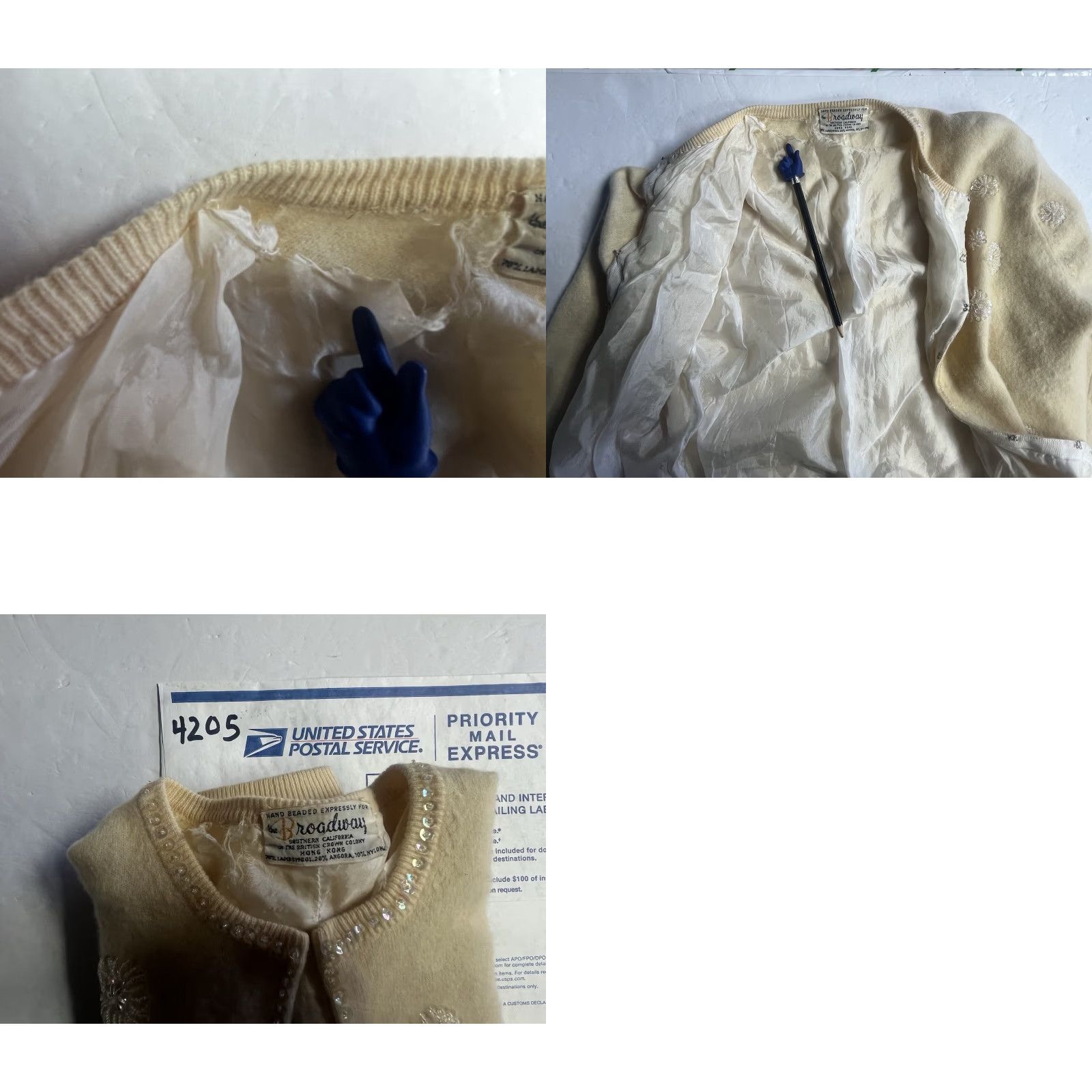 Vintage VINTAGE The Broadway Shirt Jacket Women's Size S Beige Lambswool Angora Cardigan Sweater - 90s style Mens? Size S / US 4 / IT 40 - 8 Thumbnail