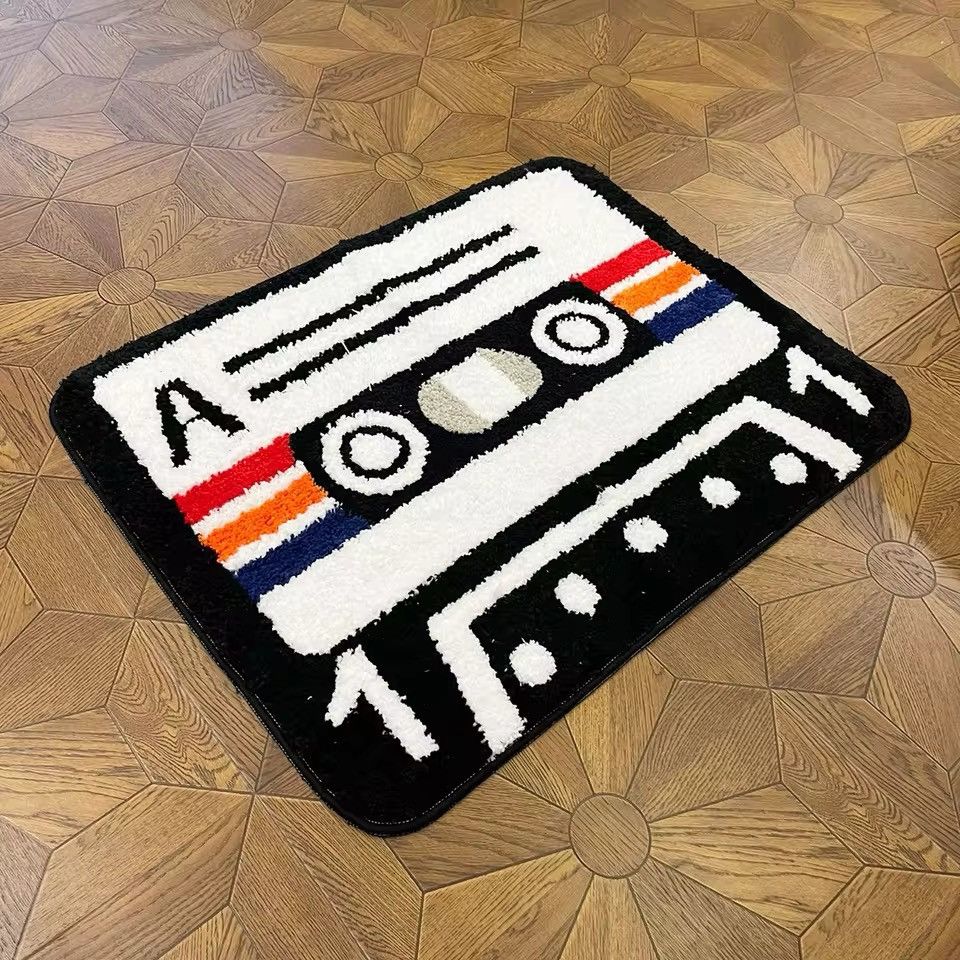 Vintage Tufted Area Rug Cassette Tape Graphic Durable Non-Slip Size ONE SIZE - 1 Thumbnail