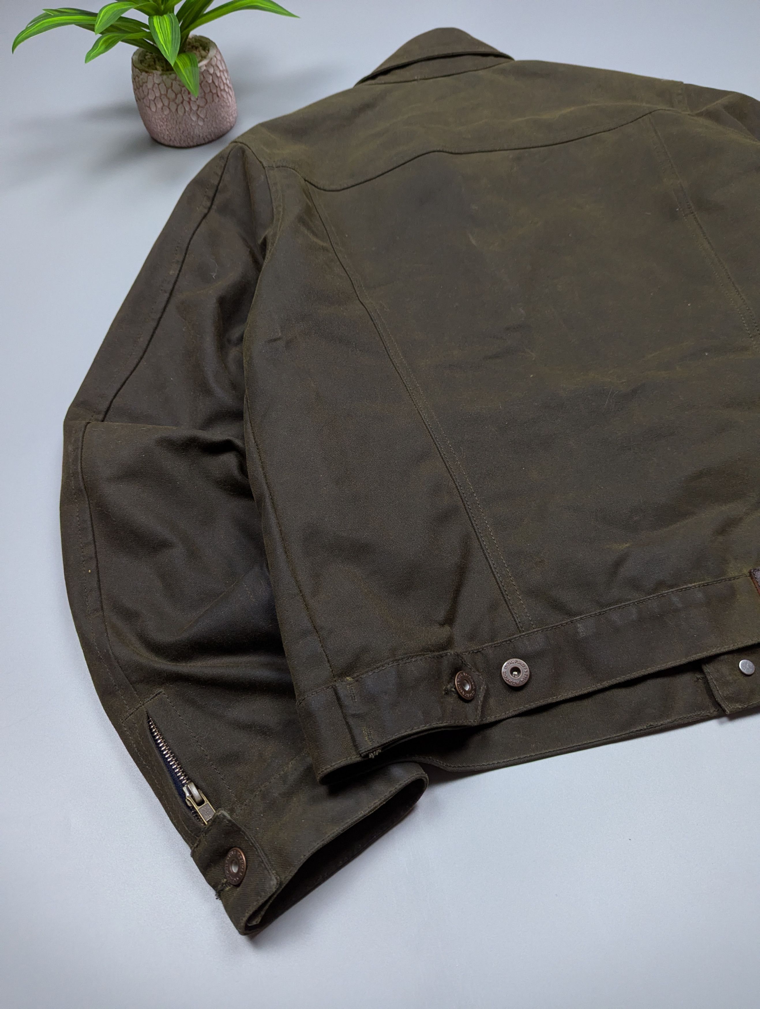 THE ROKKER COMPANY ROKKER Brown Waxed Moto Jacket M/L Waterproof Biker Size US L / EU 52-54 / 3 - 12 Thumbnail