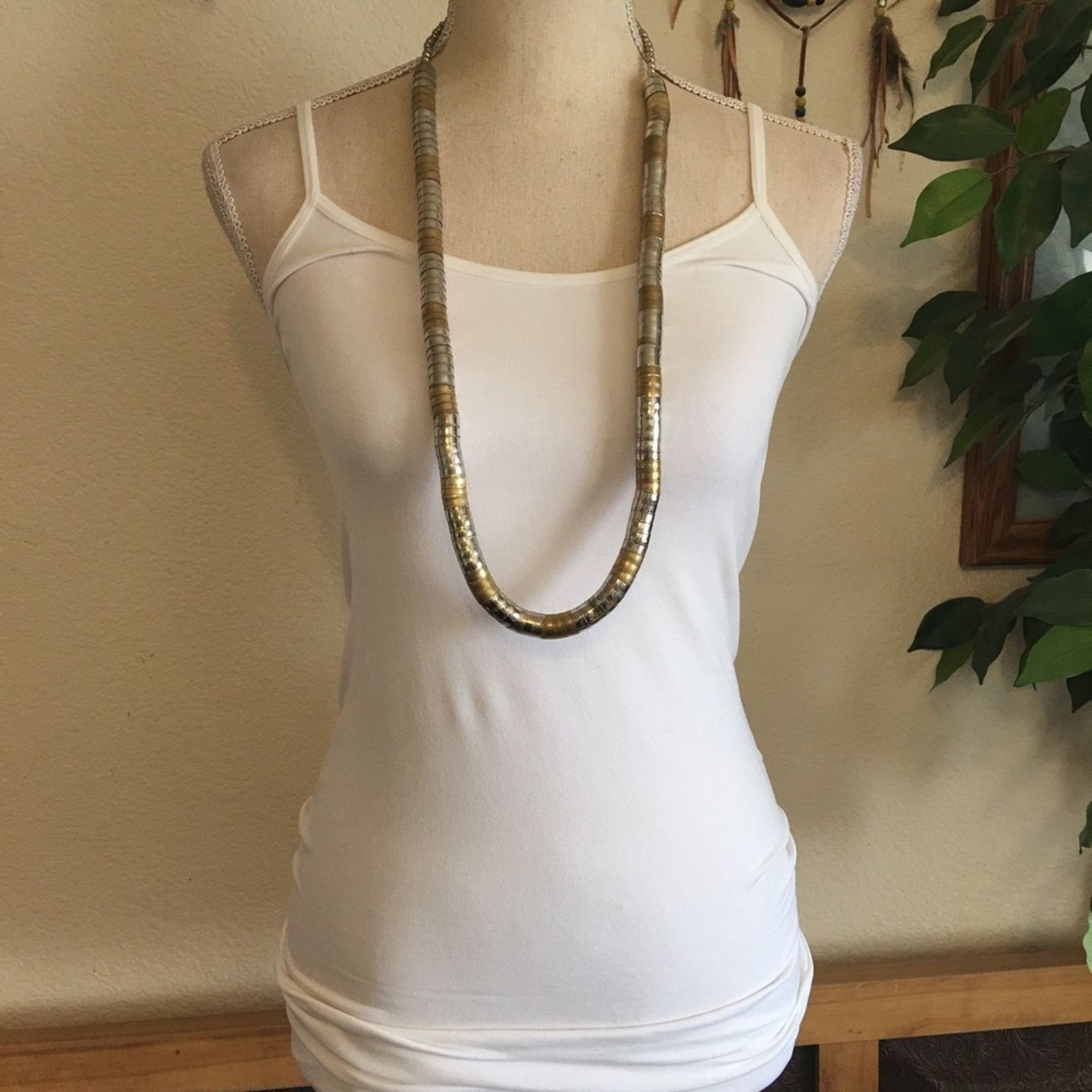 Vintage Vintage tri-tone bead cap snake link necklace Size ONE SIZE - 3 Thumbnail
