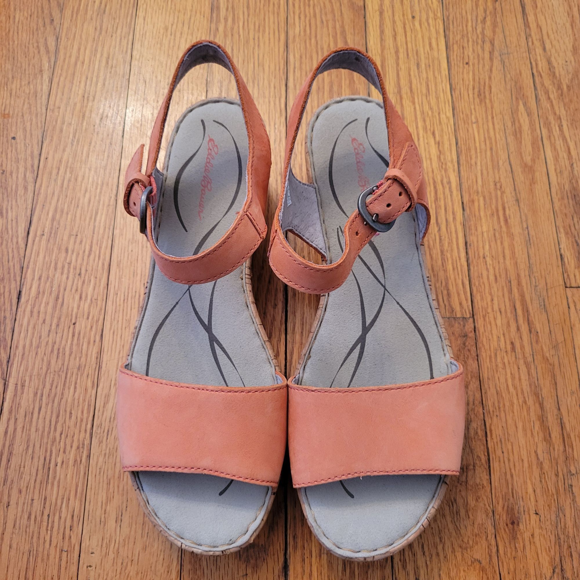 Eddie Bauer Eddie Bauer Cork Wedge Sandals 8.5 Orange KARA Summer Shoes Size US 8.5 / IT 38.5 - 2 Thumbnail