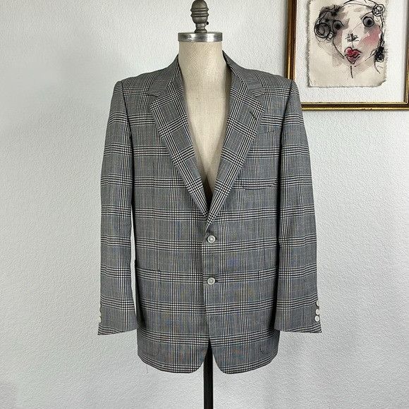 Maus & Hoffman Hickey Freeman x Maus Hoffman Wool Plaid Gridded Sportscoat Size 42R - 1 Thumbnail