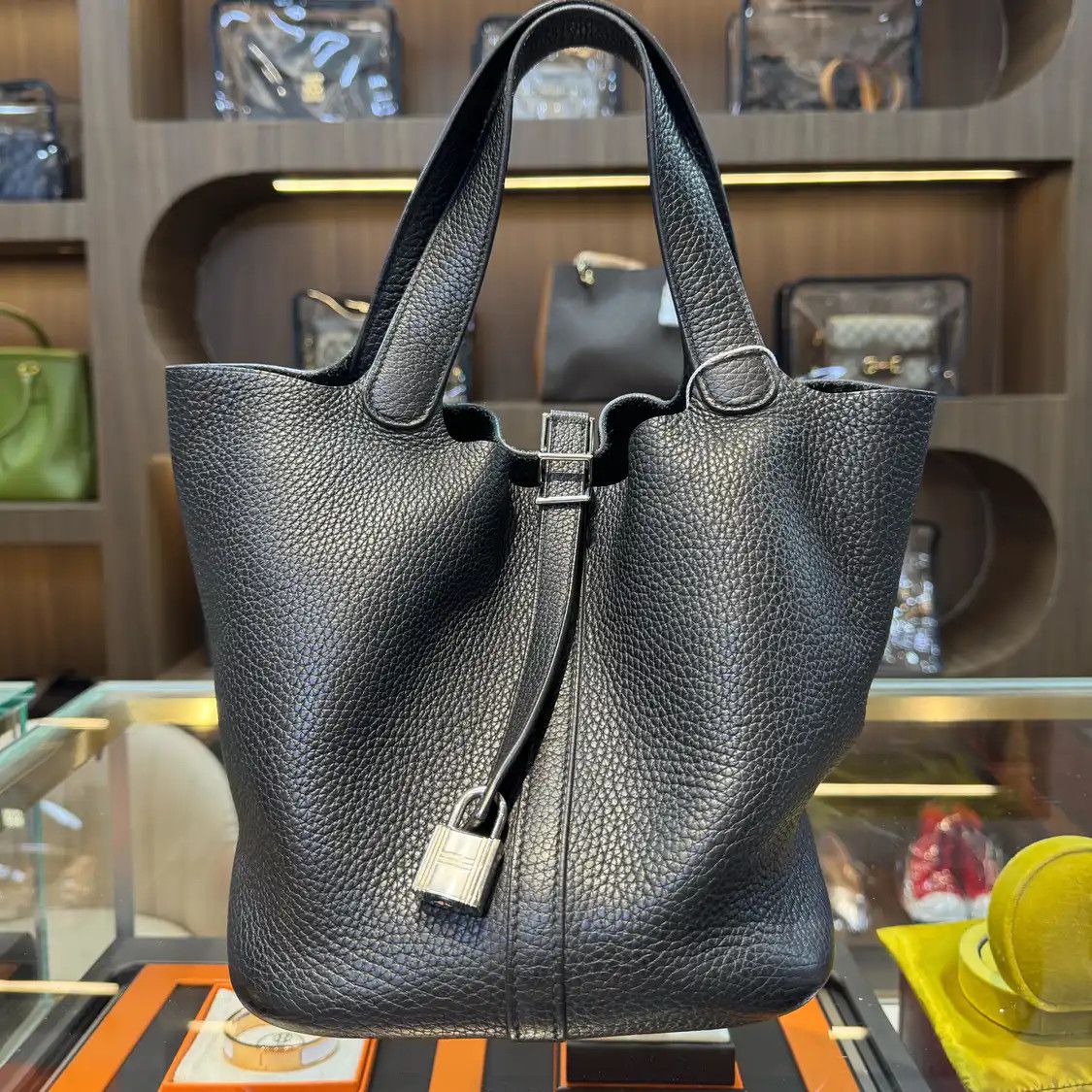 Hermes Hermes Picotin Lock 22 black Clemence cowhide leather picotin handbag black hard Size ONE SIZE - 1 Thumbnail