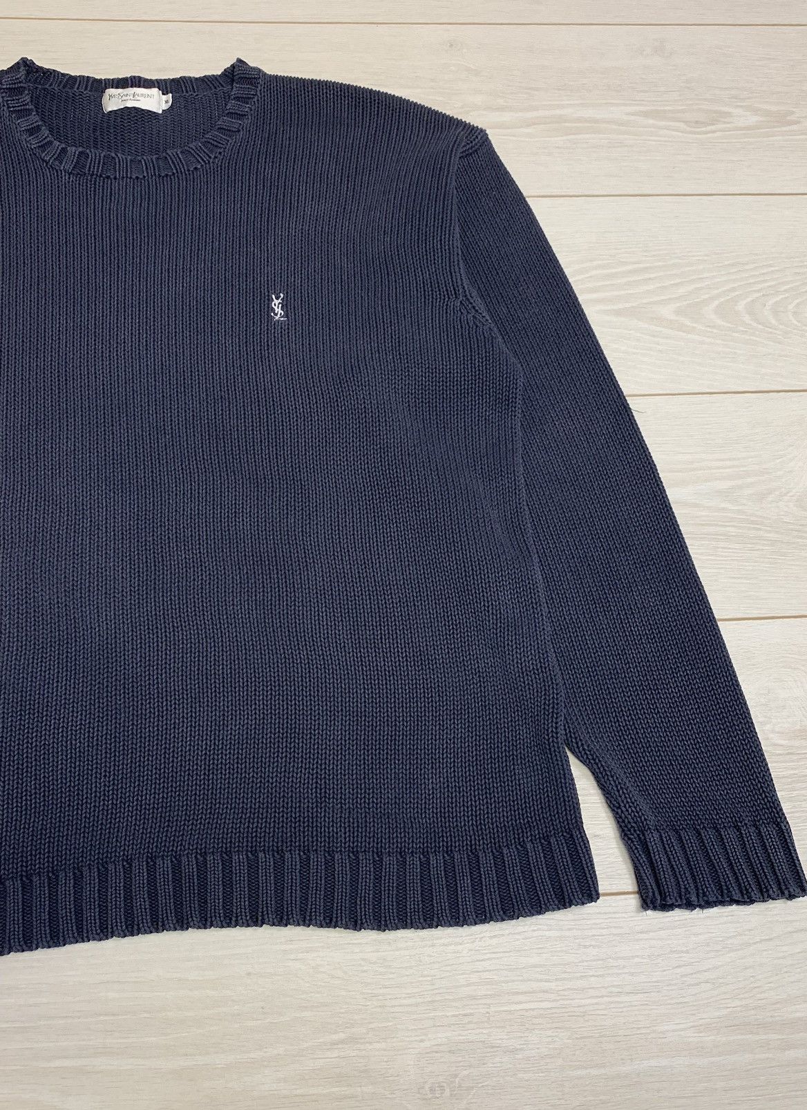 Yves Saint Laurent Vtg Yves Saint Laurent Navy Knit Sweater Fits 2XL-3XL Size US XXL / EU 58 / 5 - 3 Thumbnail