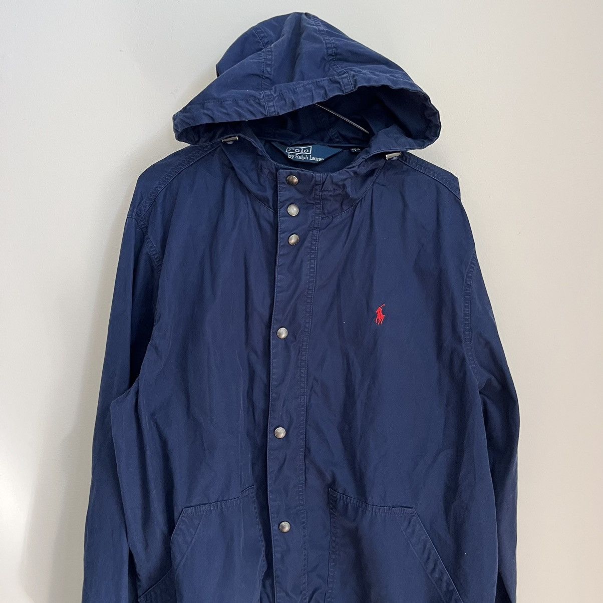 Polo Ralph Lauren × RRL Ralph Lauren × Vintage Vintage Polo Ralph Lauren Navy Hooded Jacket Rare Large Size US L / EU 52-54 / 3 - 4 Thumbnail