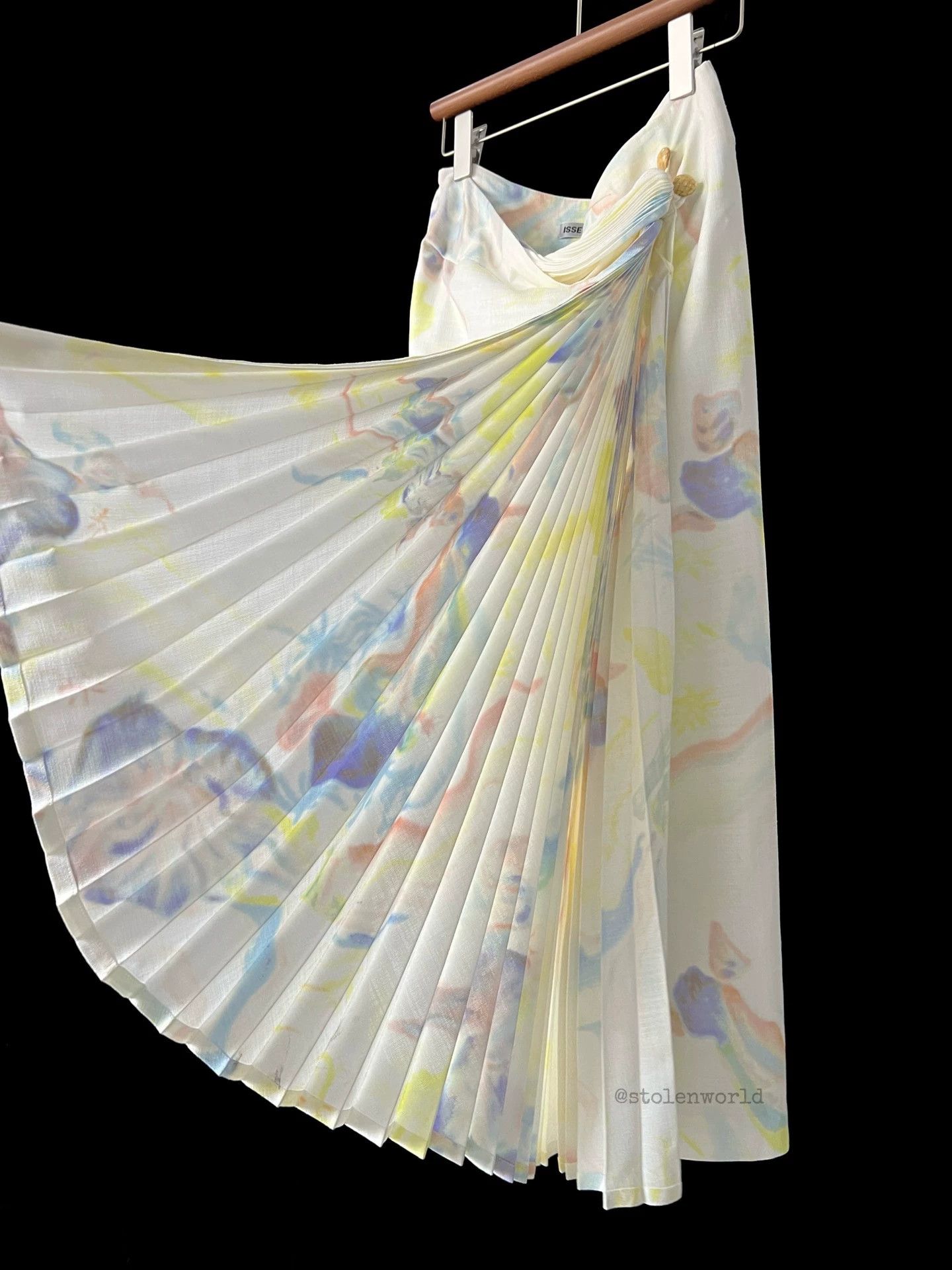 Issey Miyake Issey Miyake 2006 SS Bamboo corest Oil Paint Fan Dress 2 Size 26" / US 2 / IT 38 - 2 Thumbnail