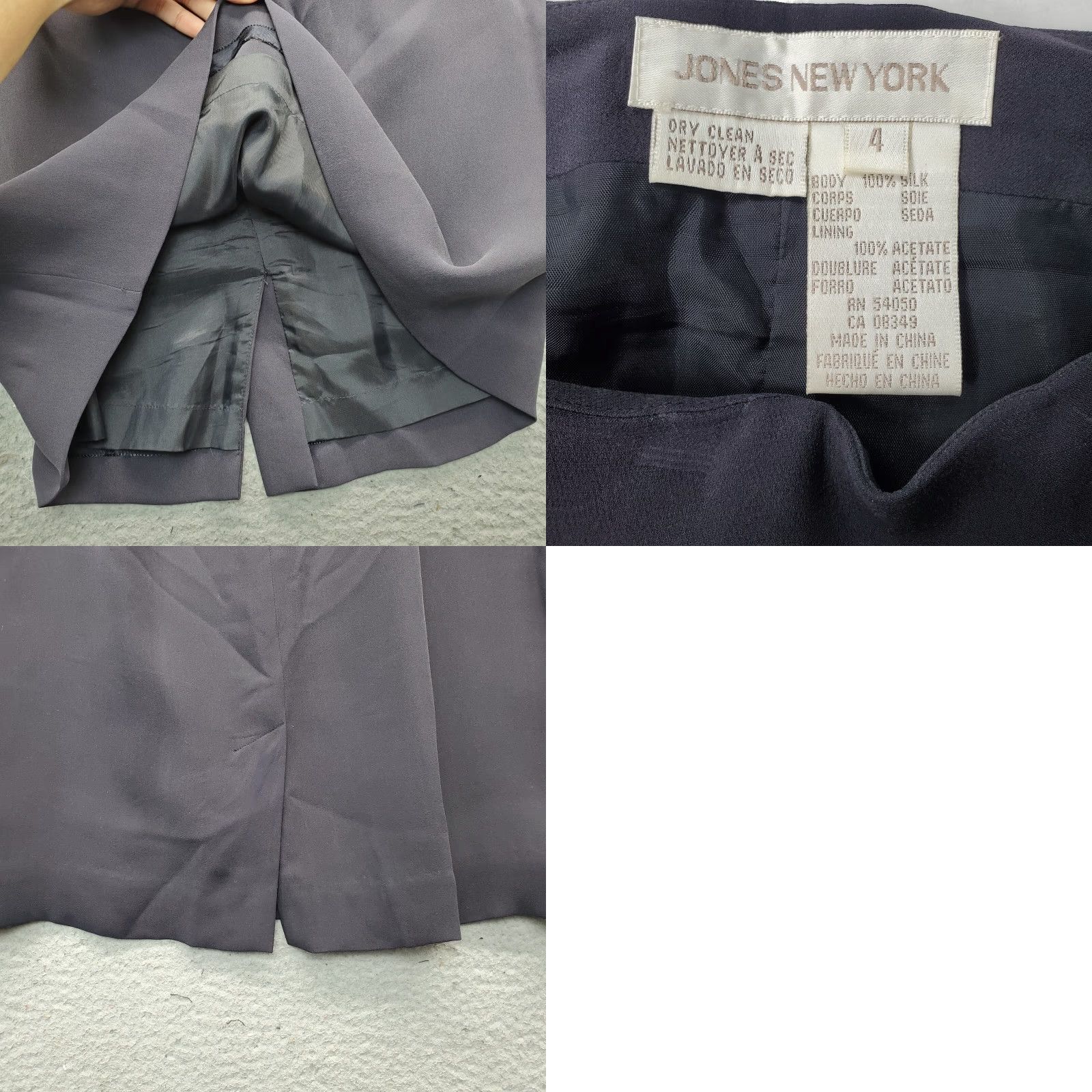 Jones New York Jones New York 2 Piece Set Blazer & Skirt Womens Size 4 Black 100% Silk Lined Size 27" / US 4 / IT 40 - 9 Thumbnail