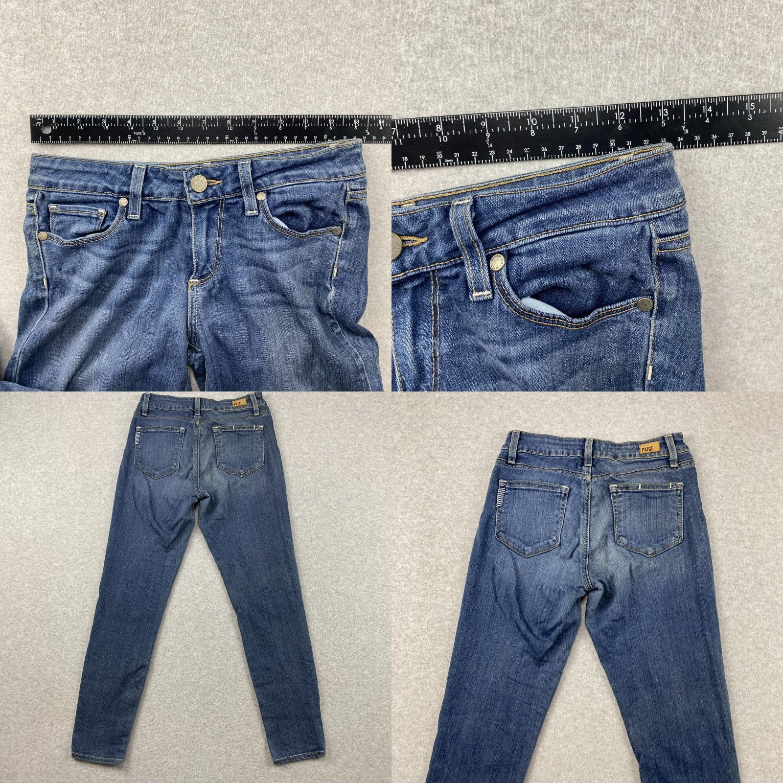 Paige Paige Verdugo jeans Womens 25 Blue Low Rise Ankle Distressed Stretch Denim 5-Pocket Modern Size 42" / US 20 - 8 Thumbnail