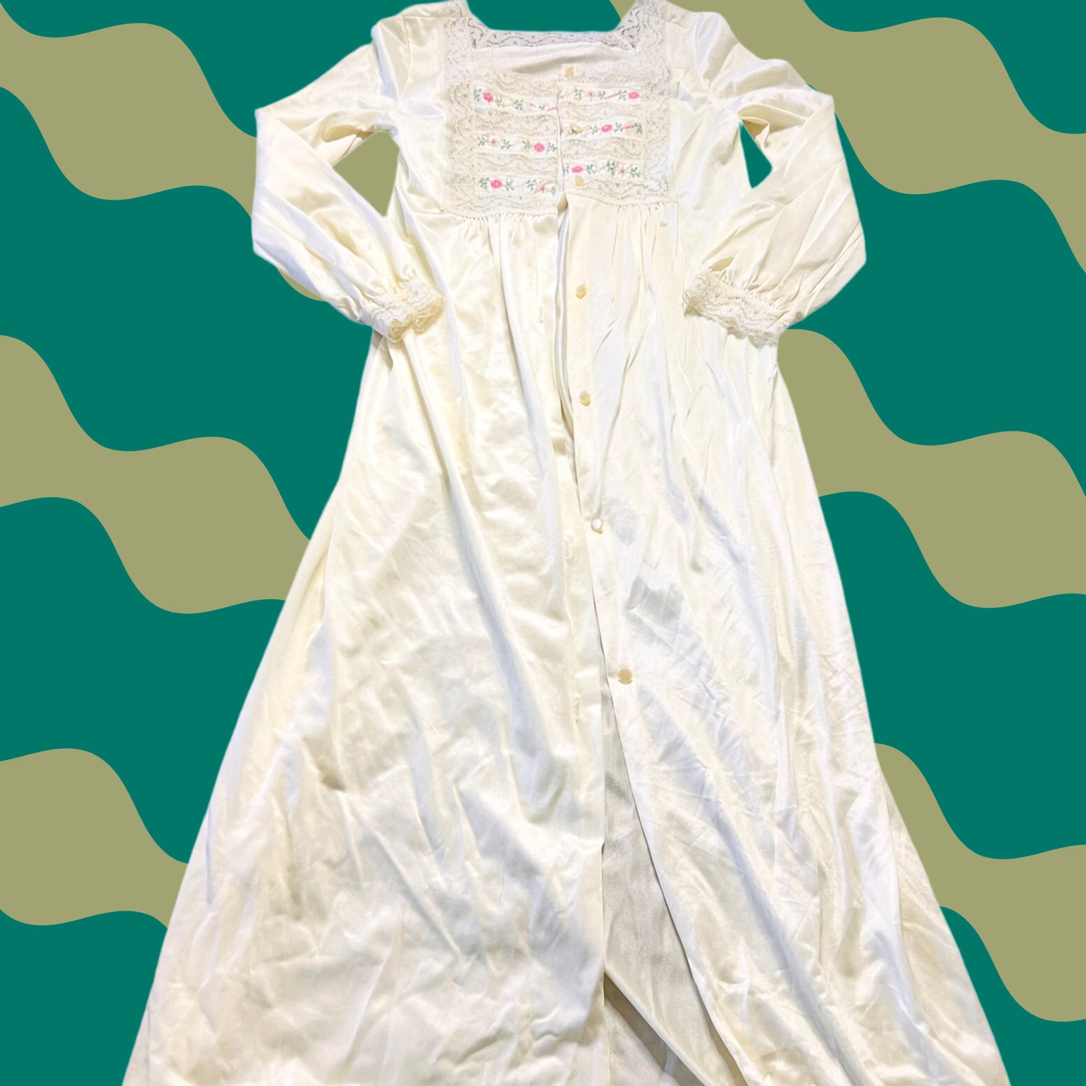 Vintage VINTAGE Jossard Artemis 2 Piece Boho Pastel Yellow Floral Lace Night Gown S Women Dress Long Nightgown Night Gown S Yellow Boho 80s 90s Womens Size S / US 4 / IT 40 - 1 Thumbnail