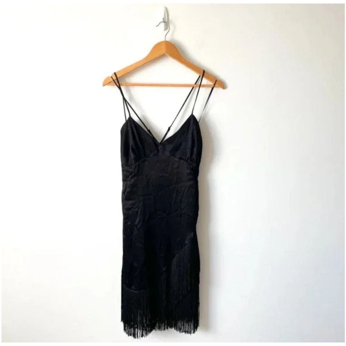 Zara ZARA FRINGED SLIP DRESS BLACK Size XS / US 0-2 / IT 36-38 - 5 Thumbnail