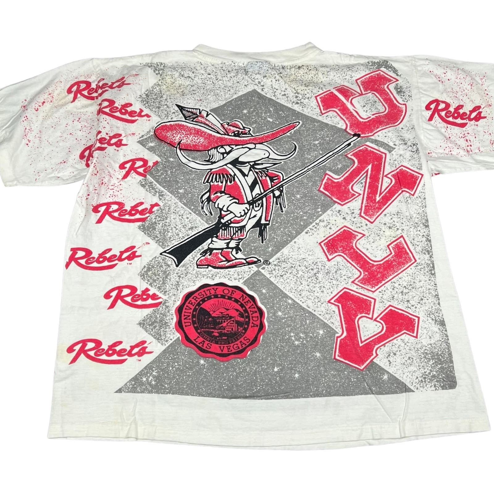 image of Collegiate x Vintage Unlv Rebels Colonel Reb All Over Print T Shirt in White, Men's (Size XL)