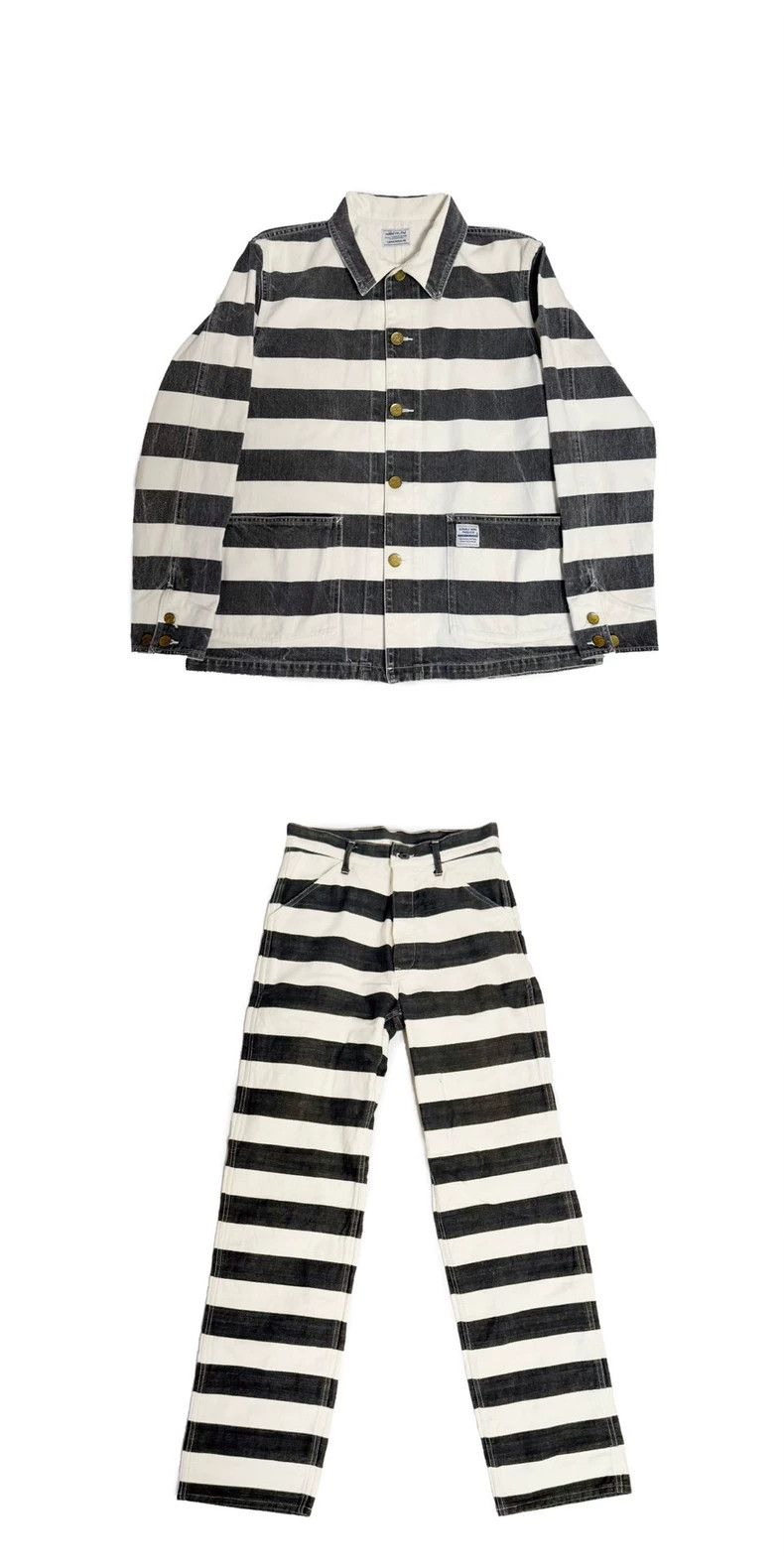 The Real McCoy's The Real McCoys SiseS Prisoner Trousers with Black and Whit Size US 31 - 8 Thumbnail