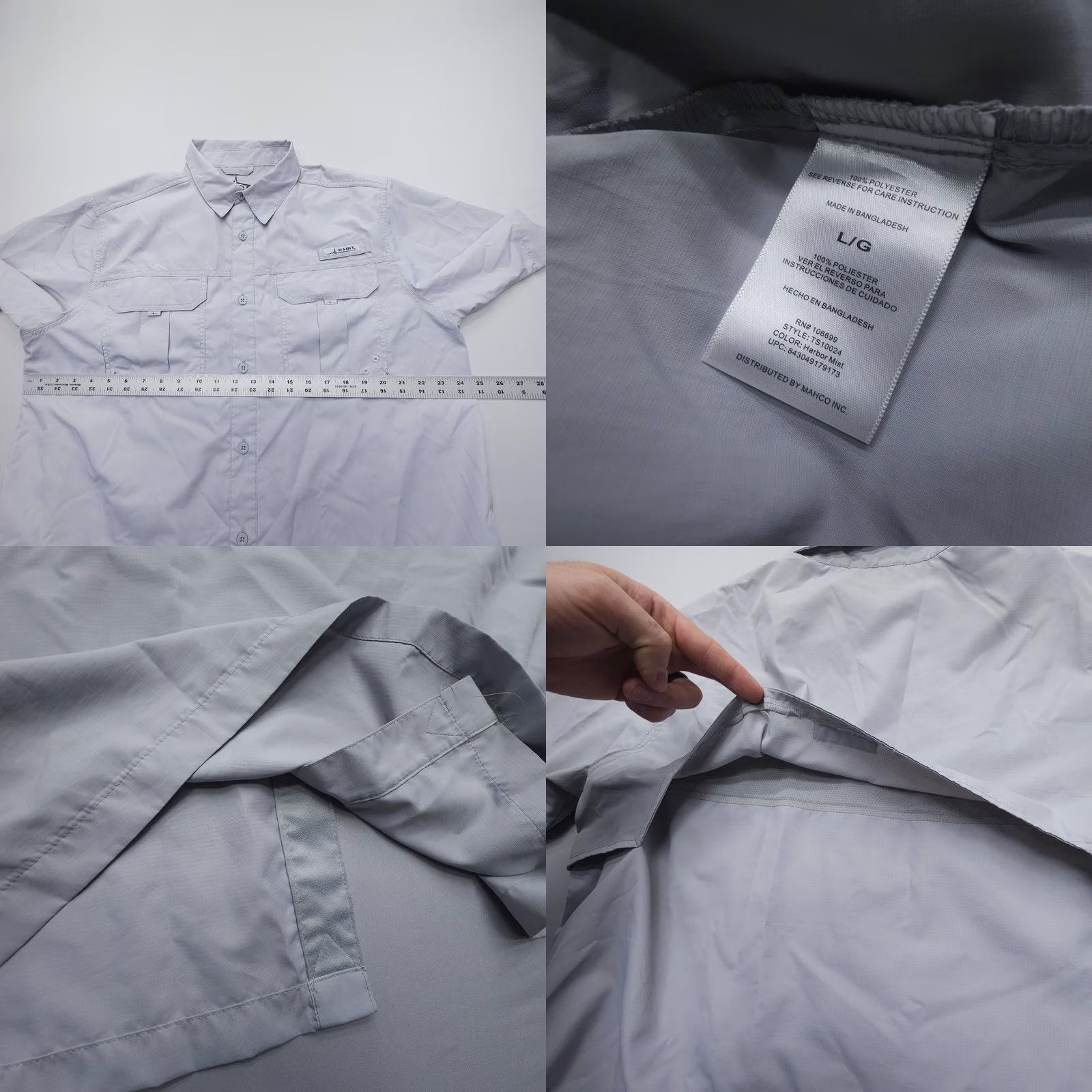 Habitat Habit Short Sleeve Button-Up Shirt Mens Large Gray Outdoor Venture 90s? Size US L / EU 52-54 / 3 - 8 Thumbnail