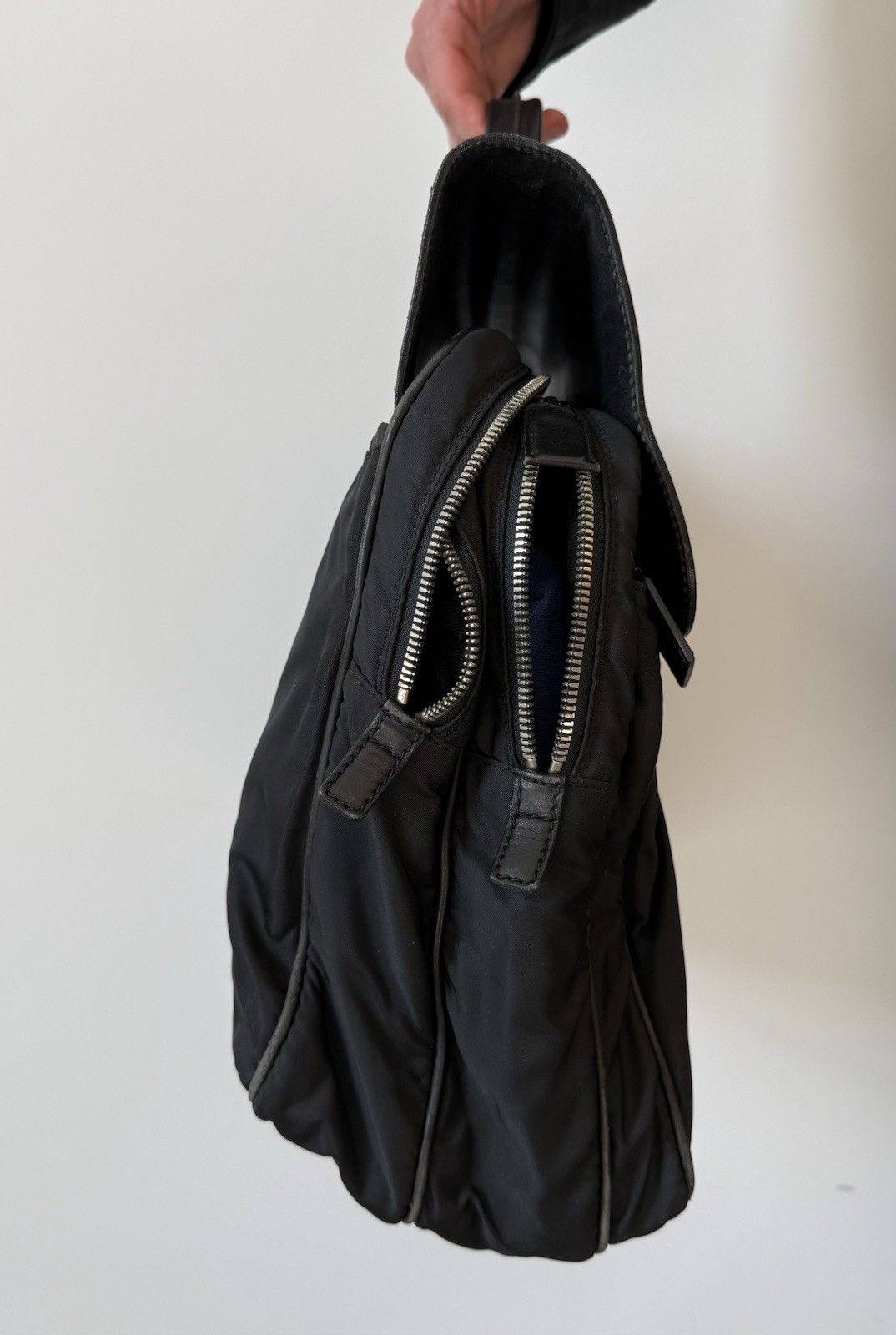 Prada Vintage 1997 Prada Bag Briefcase Mens Handbags Leather Nylon Size ONE SIZE - 3 Thumbnail