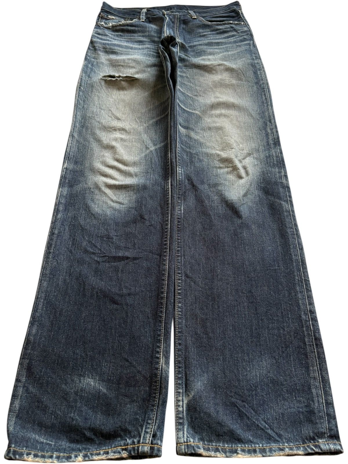 Vintage 90s Levis 502 Mud Wash Distressed Ripped Loose Jean