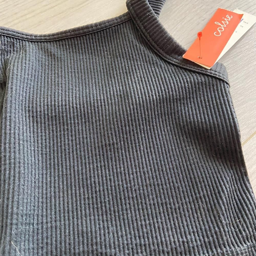 Designer Comfortable Black Ribbed Crop Top - Casual Essential Size ONE SIZE - 2 Thumbnail