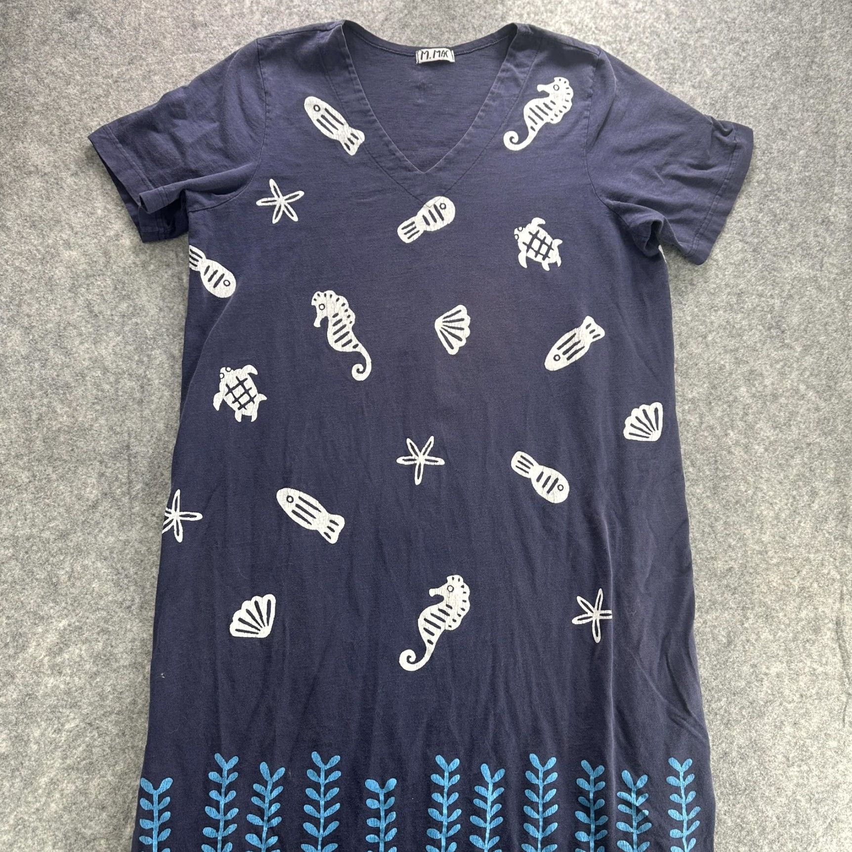 Vintage VINTAGE M. Mak Dress Womens Large Navy Blue Sea Life Seahorse Turtle Fish Shell Summer Size M / US 6-8 / IT 42-44 - 2 Thumbnail