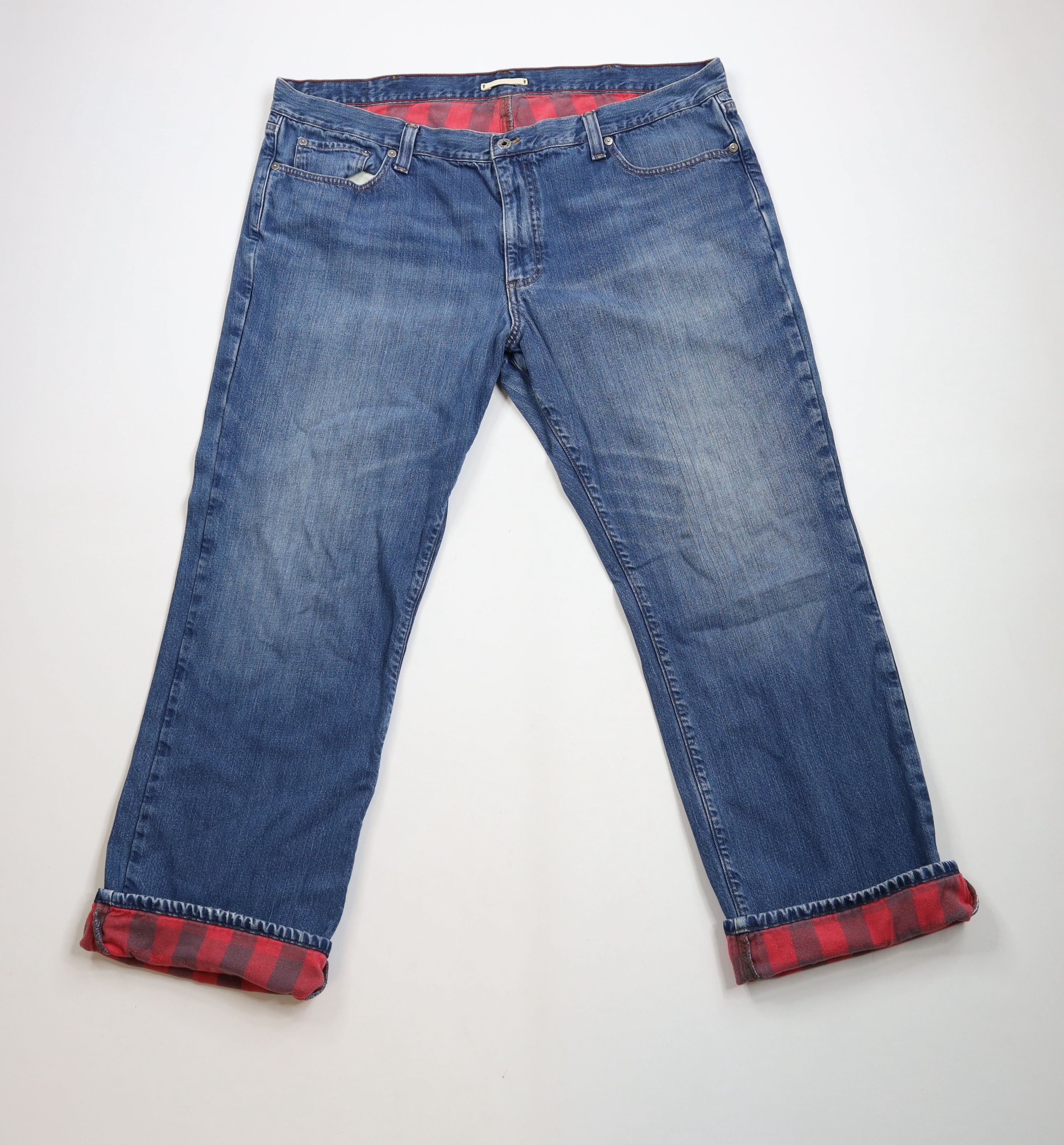 L.L. Bean × Vintage Vintage LL Bean Flannel Lined Wide Leg Denim Jeans Blue Size US 42 / EU 58 - 1 Thumbnail