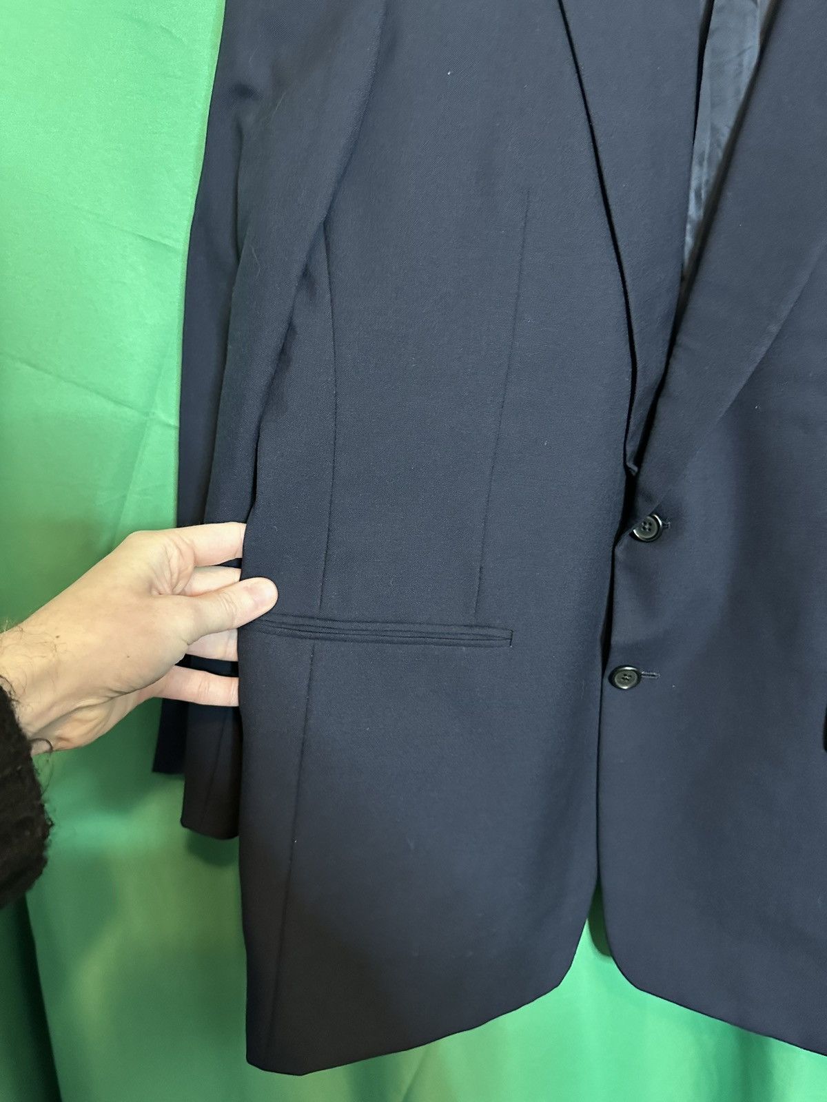 Designer ROTHMAN’S New York $1400 navy blue wool 2pc suit Size 44R - 3 Thumbnail