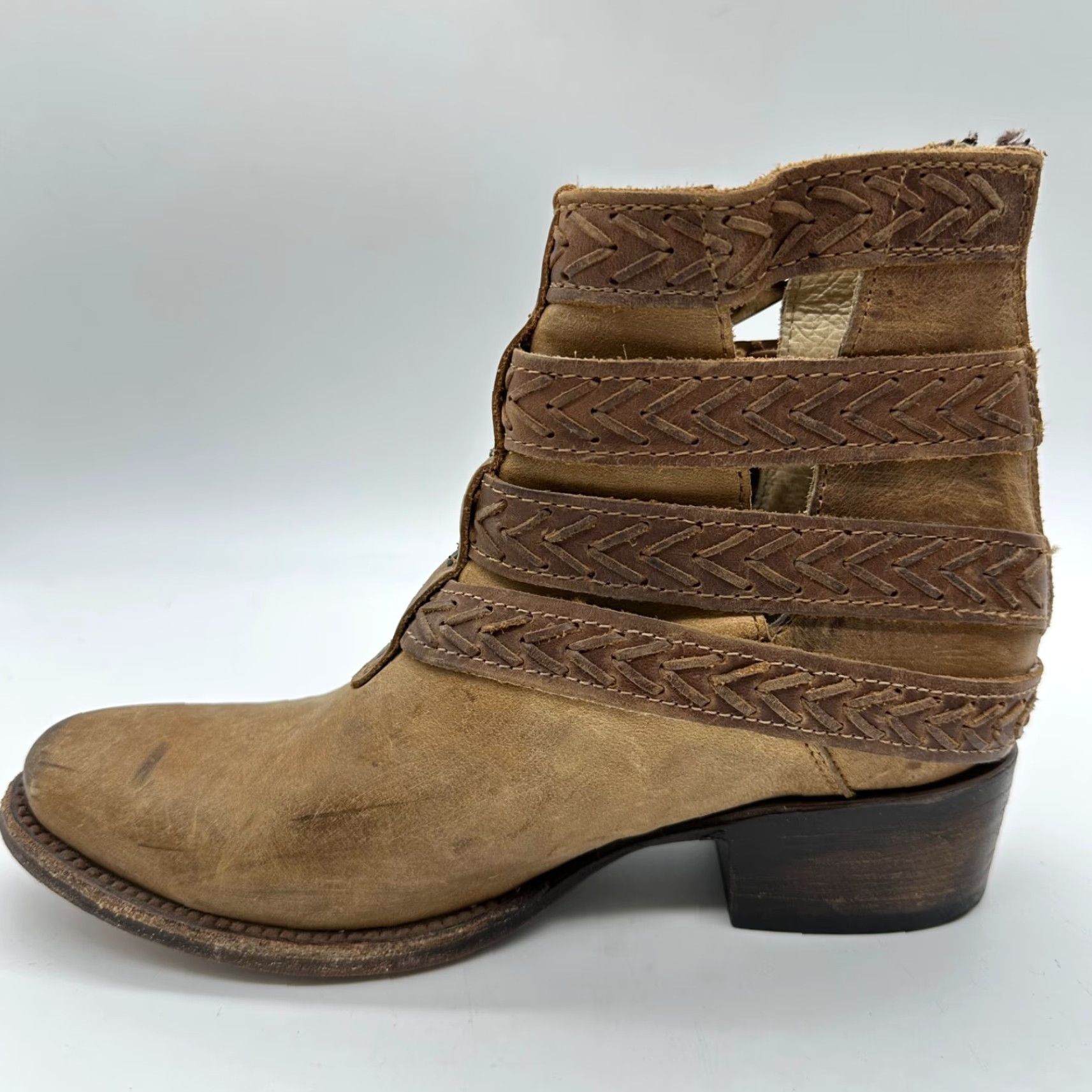FREEBIRD Freebird Womens Boots Bootie 6 Brown Leather Buckles Straps Back Zip Vintage? Size US 6 / IT 36 - 4 Thumbnail