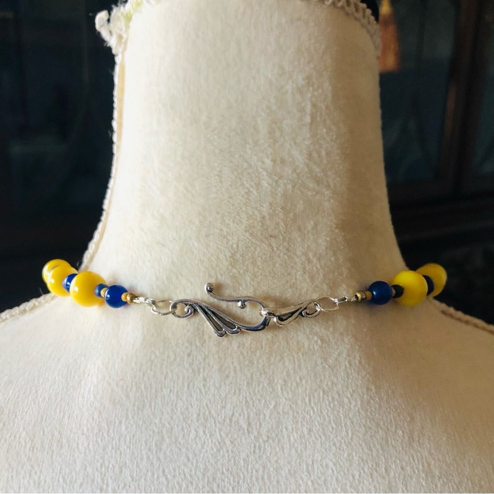 Handmade Handcrafted recycled vintage lemon lazurite stone necklac Size ONE SIZE - 6 Thumbnail